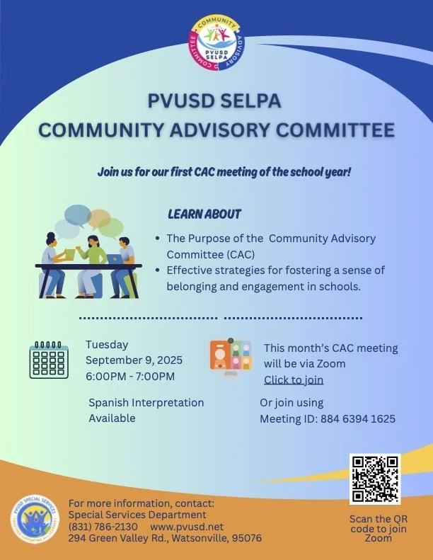 PVUSD SELPA COMMUNITY ADVISORY COMMITTEE - via zoom