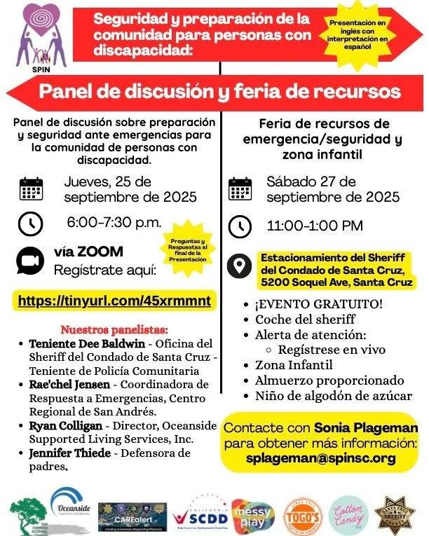 📣 Are you ready? 📣
Join us to learn about emergency preparedness and connect with valuable resources for the disability community.
Save the dates!
Virtual Panel Discussion: Thursday, September 25, 6-7:30 PM
In-Person Resource Fair & Kid Zone