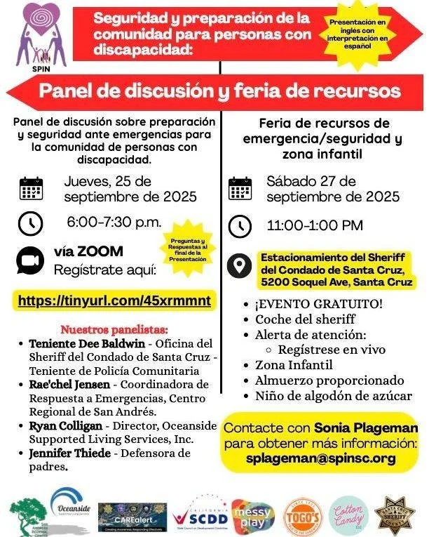 📆 Save the date! 📆
We have two great events coming up for the Disability Community Safety & Readiness event.
Sept 25: Virtual Panel Discussion
Sept 27: In-Person Resource Fair & Kid Zone
Join us for free resources, fun, and important conv
