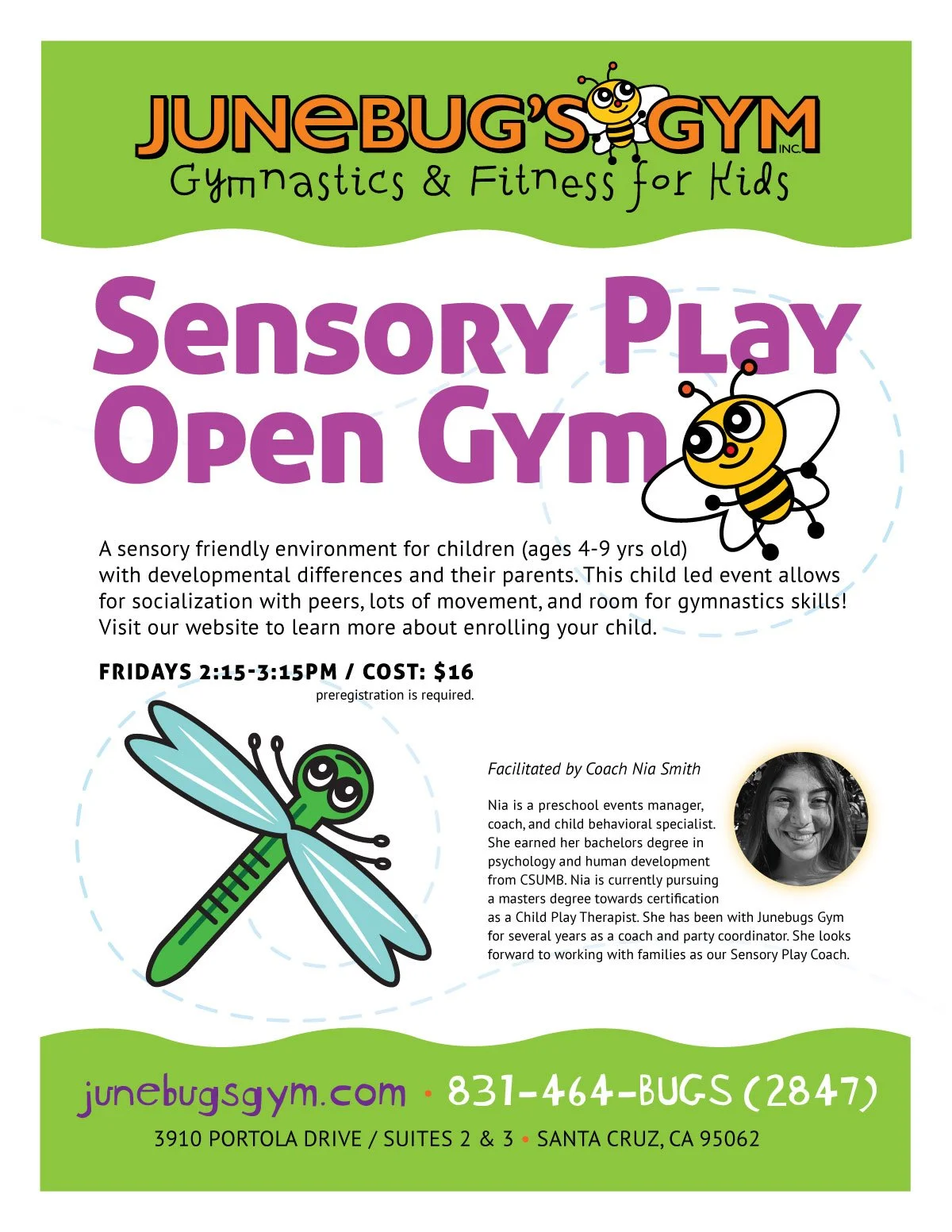 🐝 sensory play + open gym = pure joy! 🤸‍♀️
Hey parents of little ones aged 4-9 with developmental differences! Looking for a sensory-friendly environment where your child can socialize, move, and have a blast? Look no further!
🌟 **JuneBug's