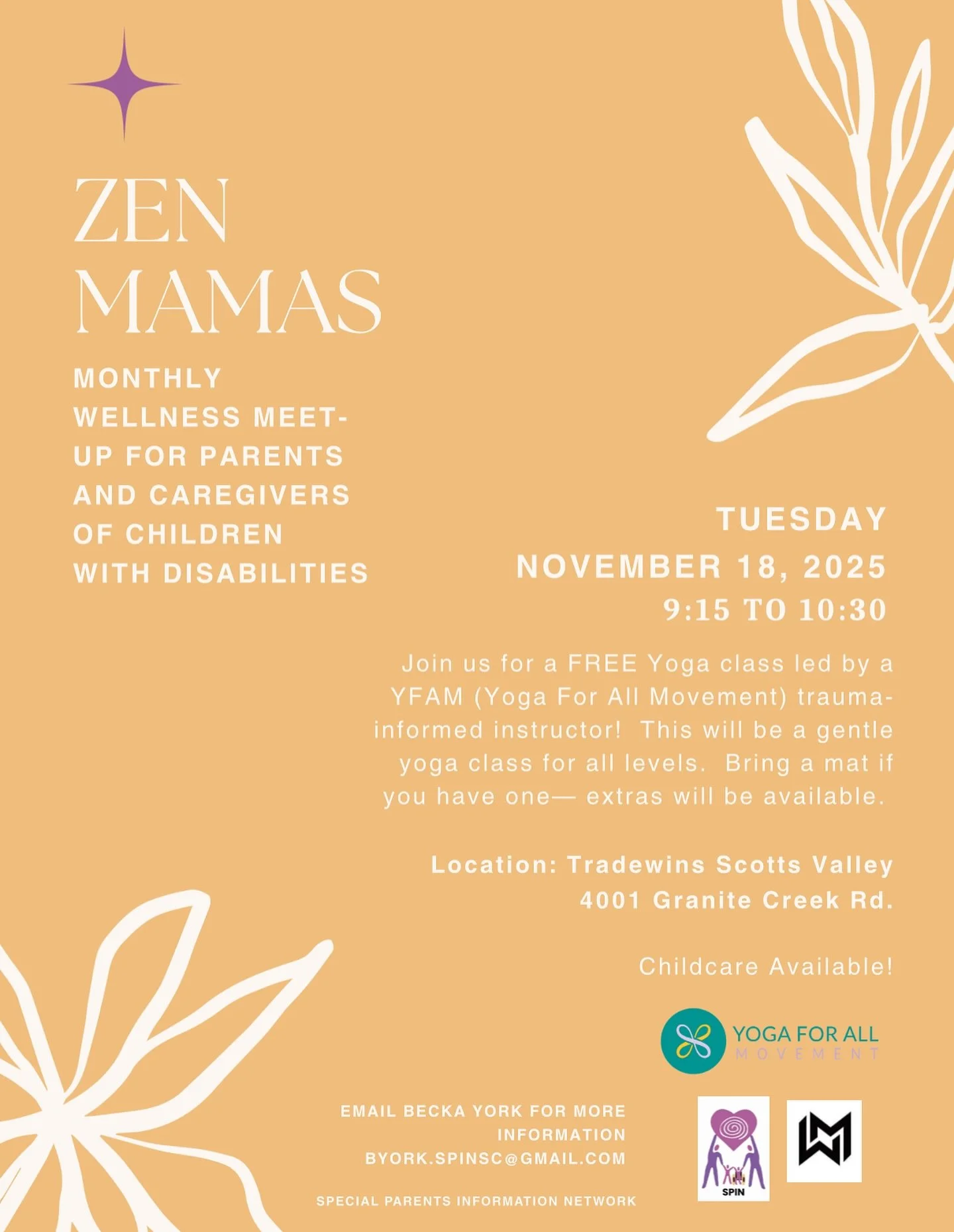 Are you a parent of a child or adult with a disability and need some self-care?  We&rsquo;ve teamed up with @yogaforallmovement to offer a free Yoga class to parents/caregivers!  This will be a gentle/beginner class and an opportunity to connect with