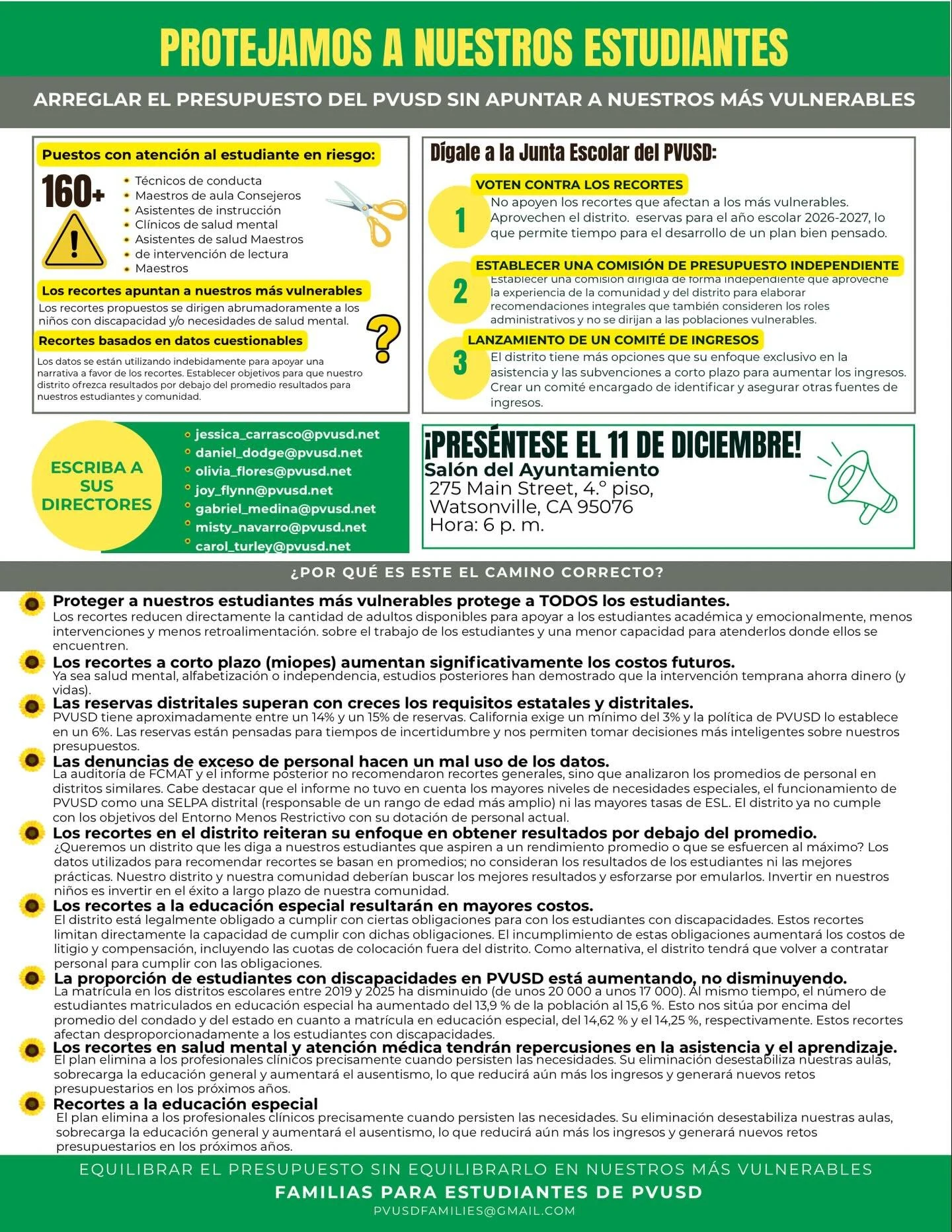 PROTECT OUR STUDENTS! 🛑 PVUSD is making cuts that target our most vulnerable students by eliminating 160+ student-facing positions. We can&rsquo;t afford to lose counselors, nurses, and teachers!

Tell the School Board to VOTE AGAINST THE CUTS.

✍️ 