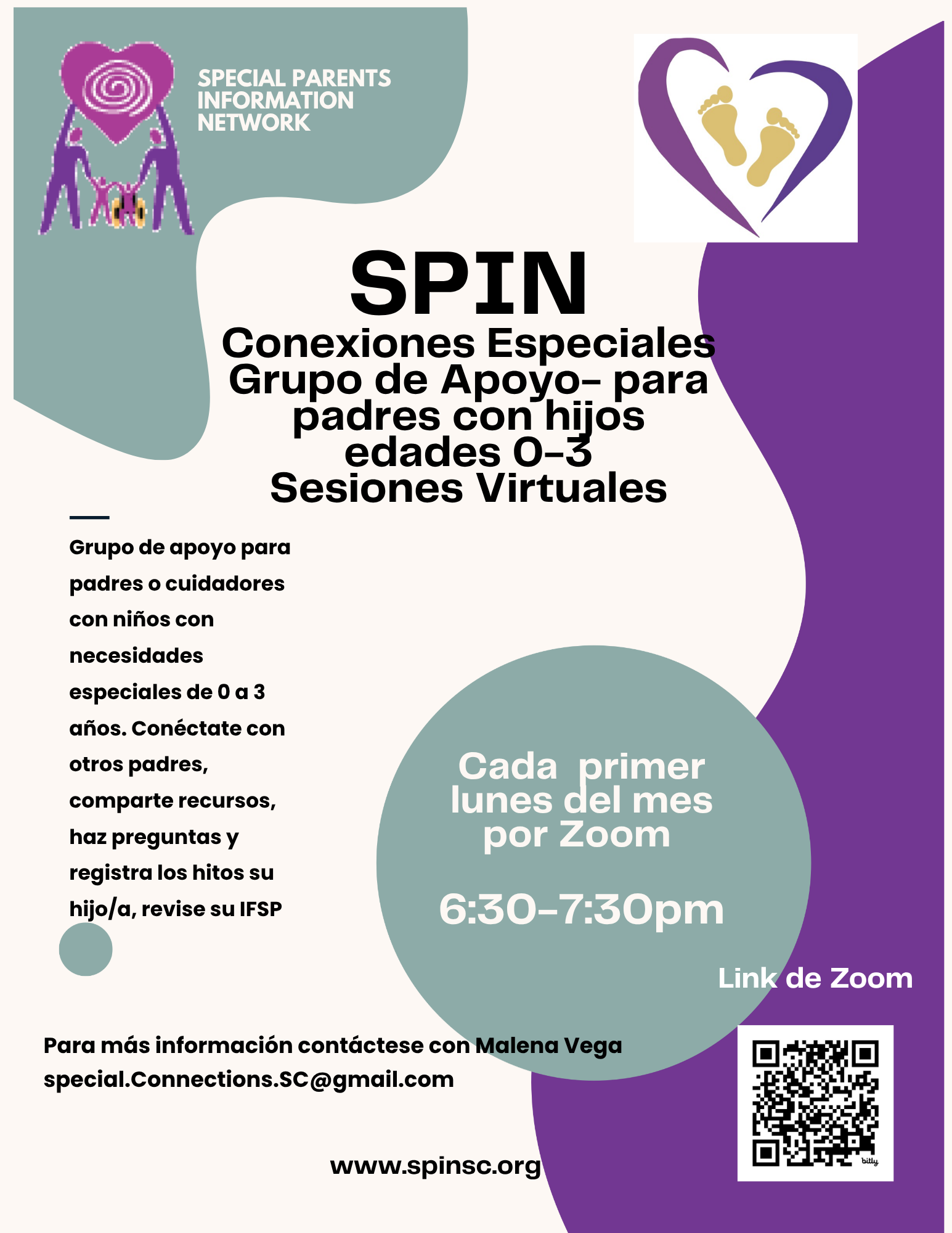 SPIN Conexiones Especiales Grupo de Apoyo- para padres con hijos edades 0-3 Sesiones Virtuales - via Zoom 