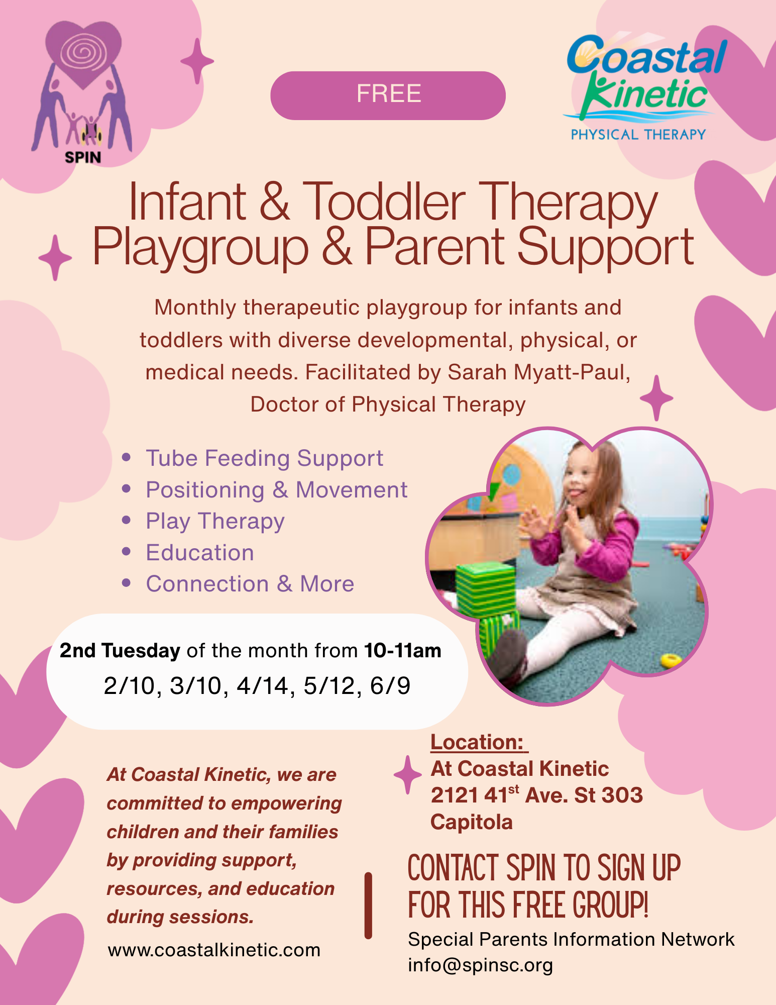 SPIN's Infant & Toddler Therapy Playgroup & Parent Support - In Person