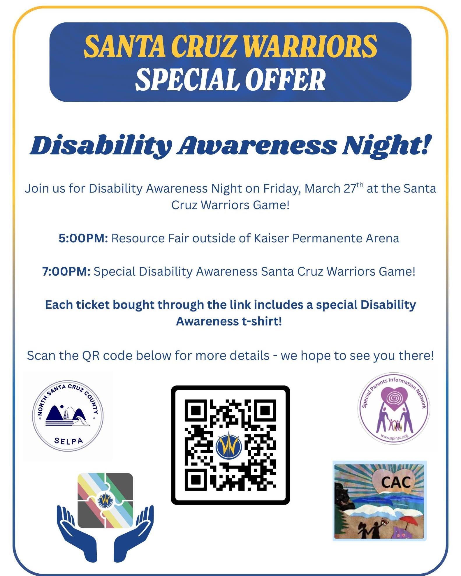 We aren't doing this alone. Shout out to our amazing partners for making this night possible! 🤝 @northsantacruzcountyselpa CAC @scruzwarriors 
Scan QR code on flyer or follow the link for
more detils: https://www.gofevo.com/event/SCW327
************