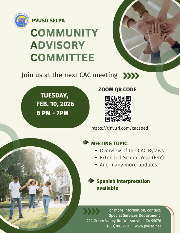 COMMUNITY ADVISORY COMMITTEE (PVUSD SELPA) - via zoom