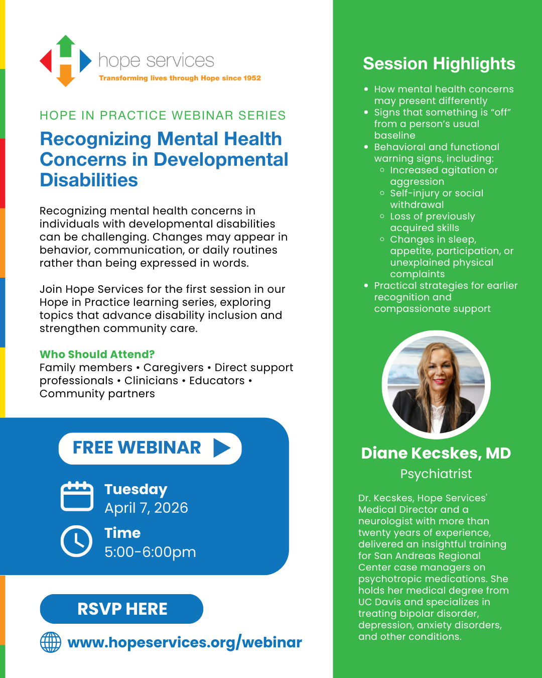 Recognizing Mental Health Concerns in Developmental Disabilities - webinar