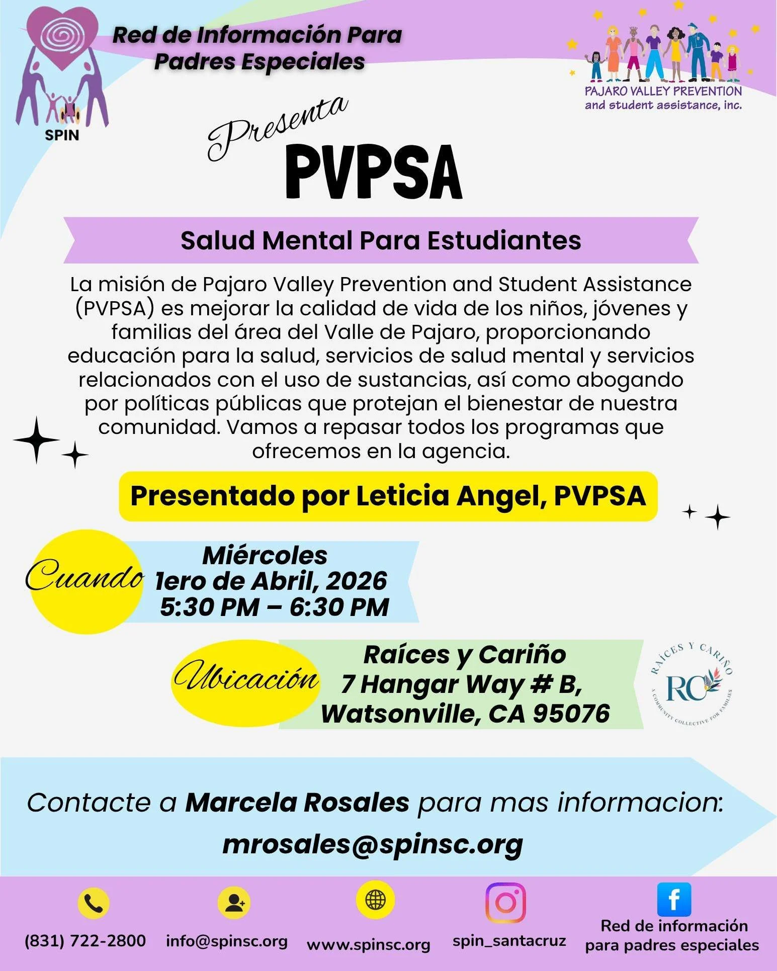 &iexcl;TODO LISTO! 🏁 Hoy nos vemos para hablar sobre salud mental estudiantil. No faltes a esta cita con el bienestar de tus hijos.

👇 &iexcl;Etiqueta a una amiga que necesite esta informaci&oacute;n!

#SaludMental #Watsonville #PVPSA #ApoyoFamilia