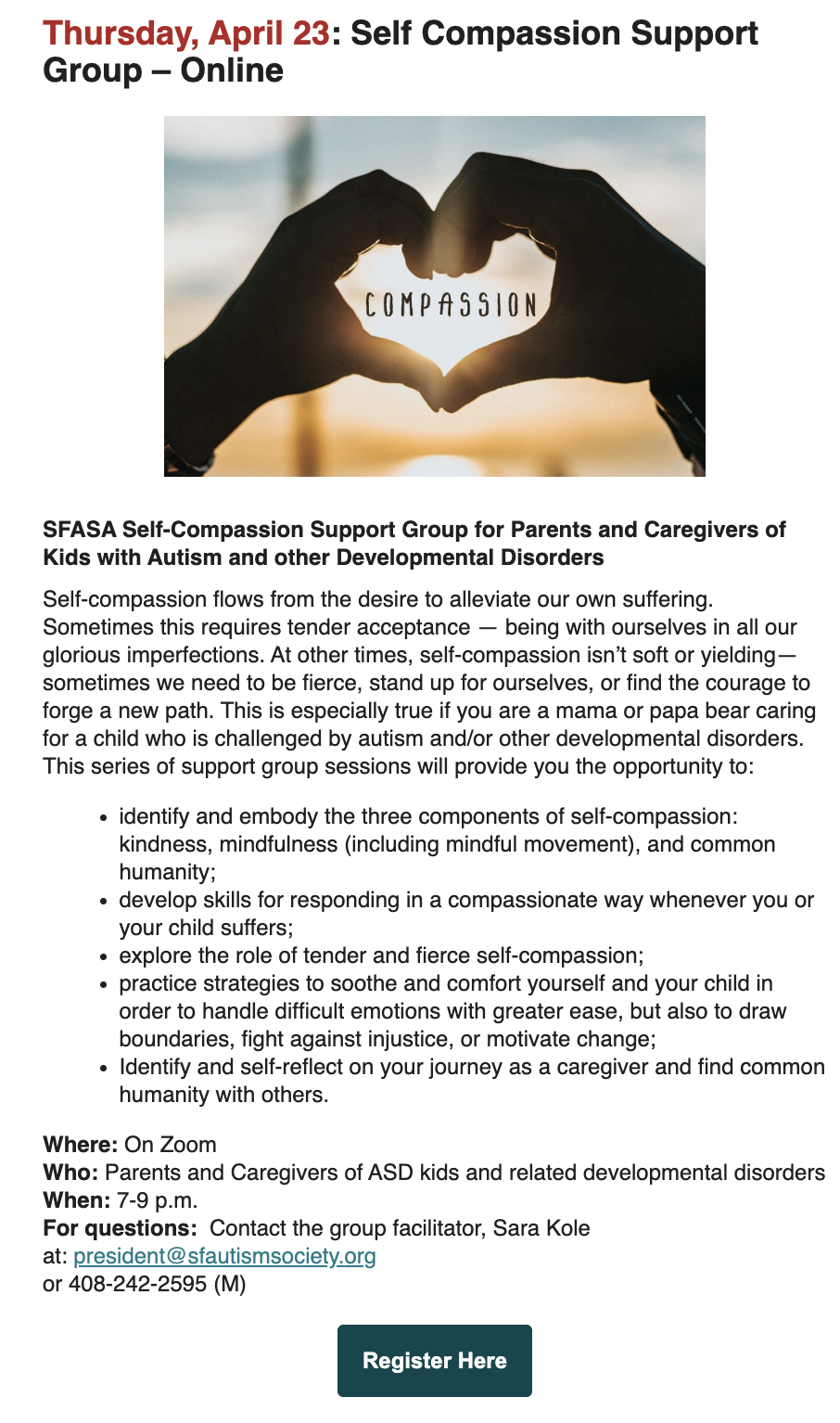 Self Compassion Support Group - Online