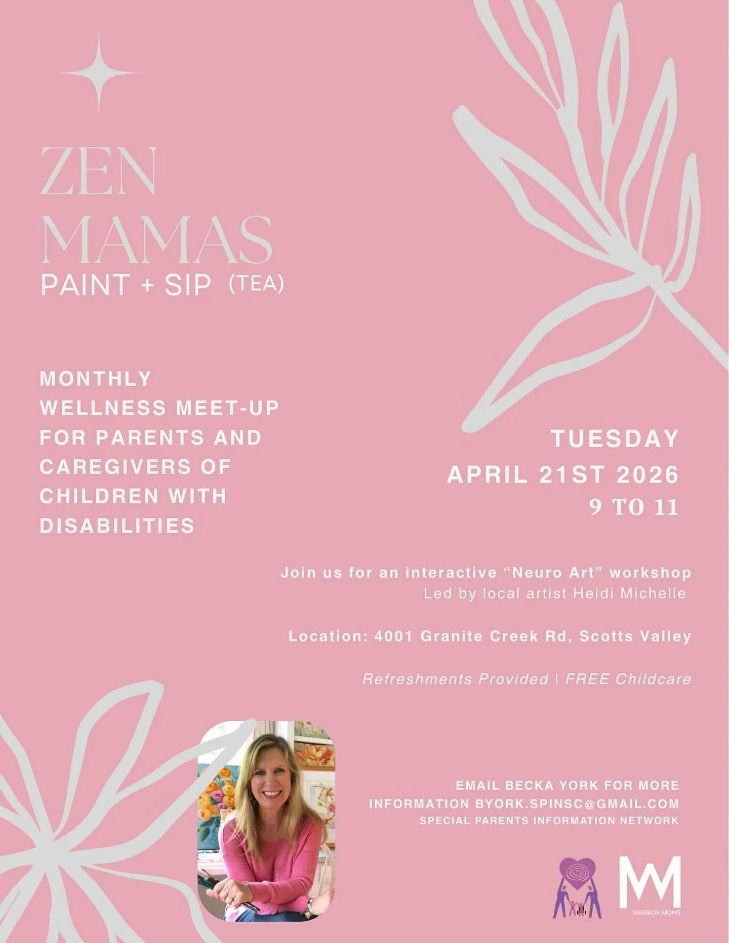 Come join us on Tuesday morning for a time to connect with other parents and relax!  This month we&rsquo;ll be exploring neuro-art therapy! 

All SPIN events are free for parents and caregivers!  Childcare provided!

#putyouroxygenmaskonfirst 
#spins