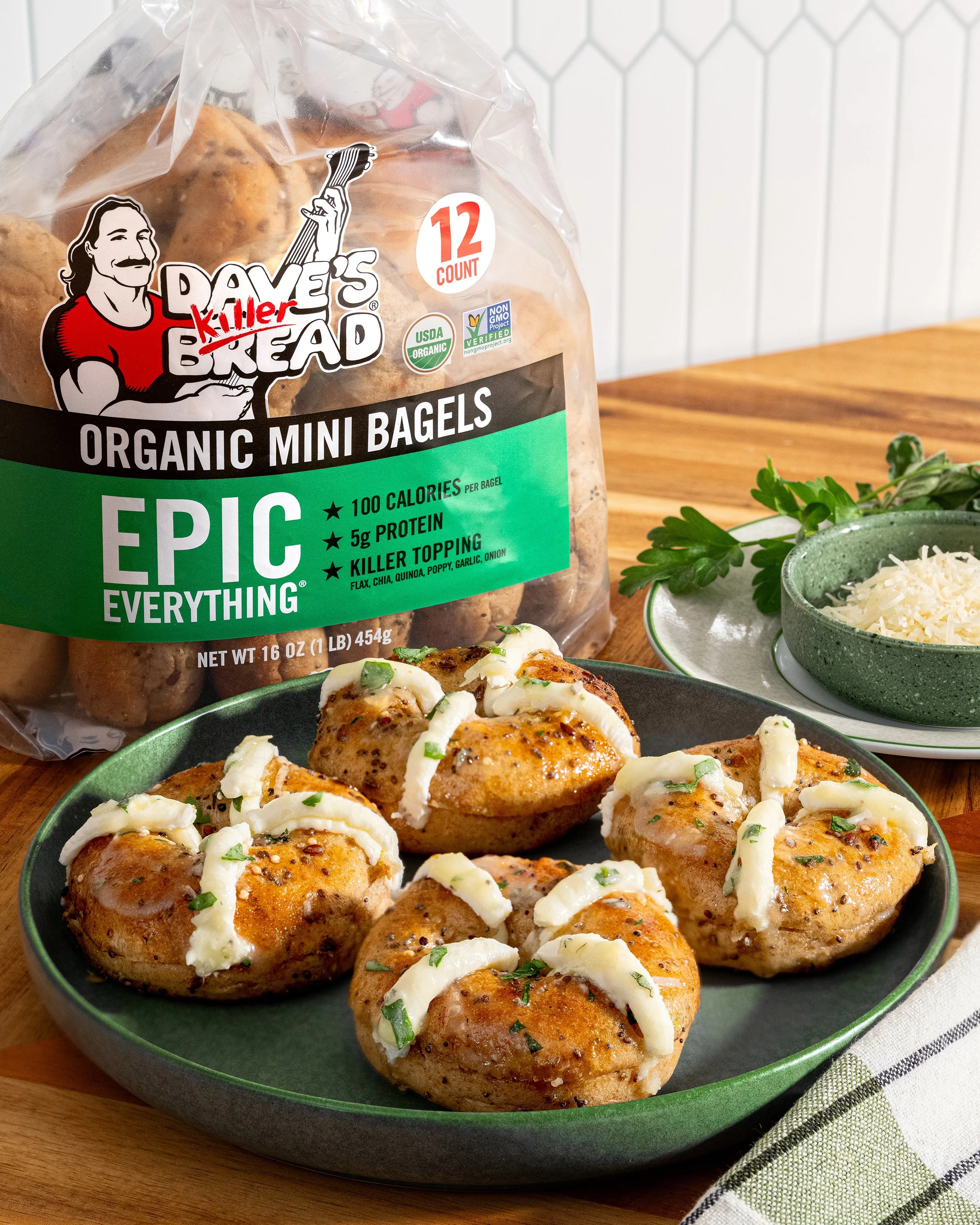 Garlic Cream Cheese Stuffed Mini Bagels