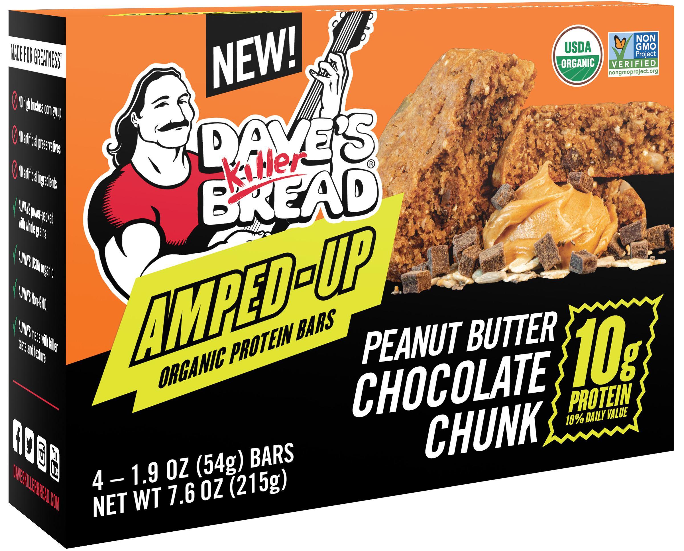 Amped-Up Peanut Butter Chocolate Chunk Organic Protein Bars