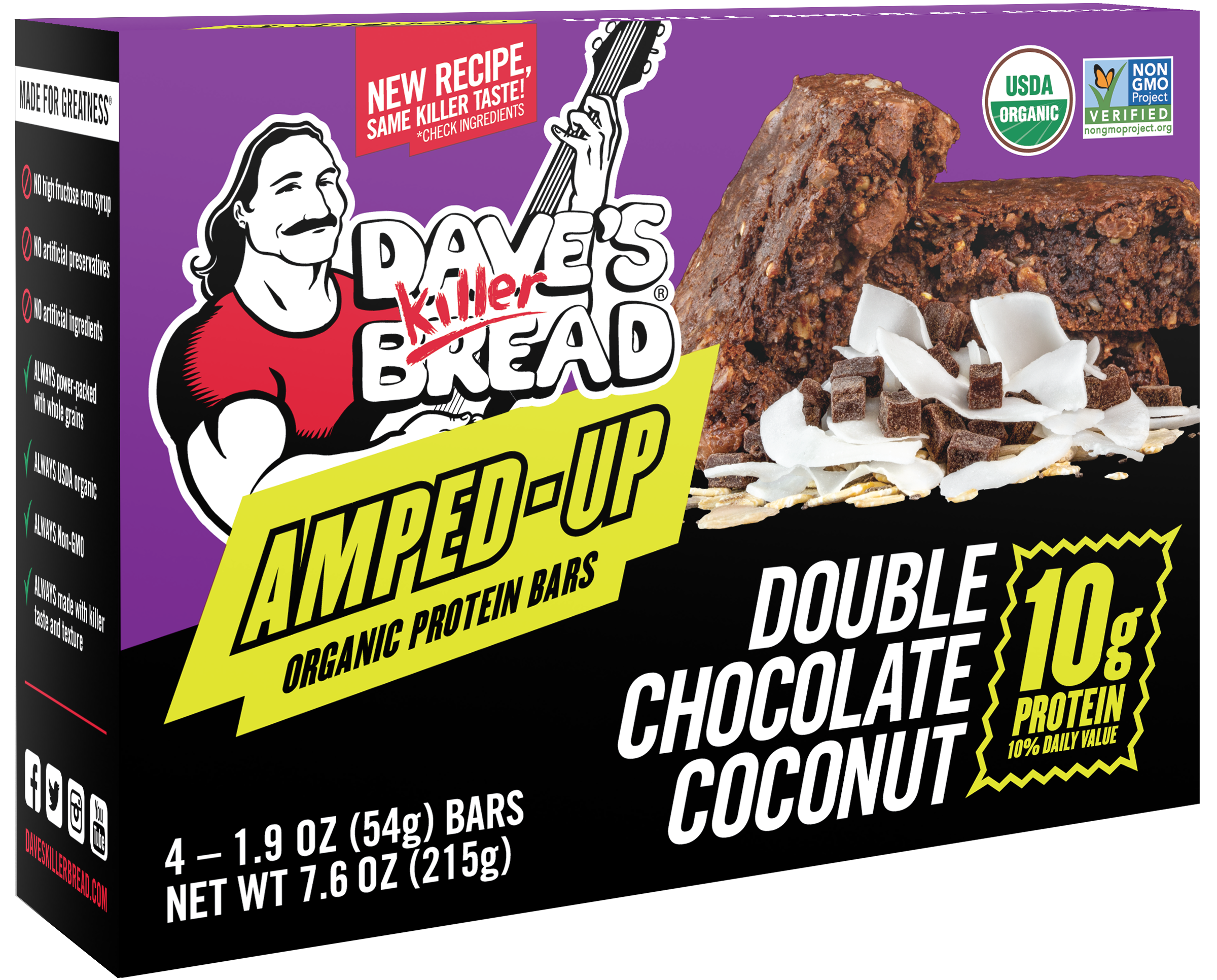 Amped-Up Double Chocolate Coconut Organic Protein Bars