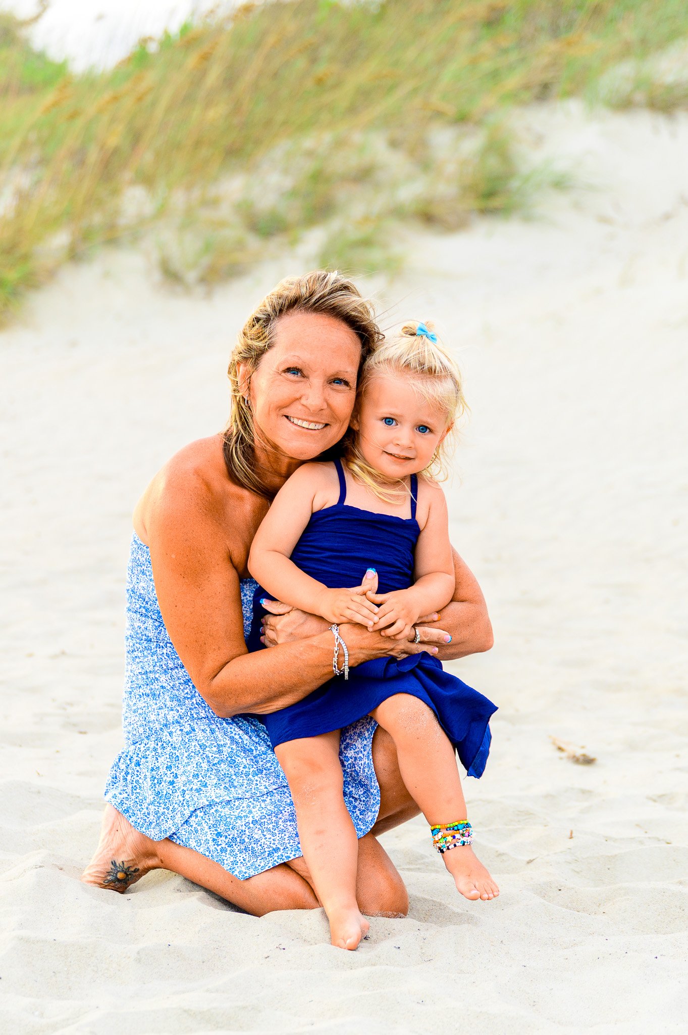 Family photos featuring a mom and daughter on Oak Island