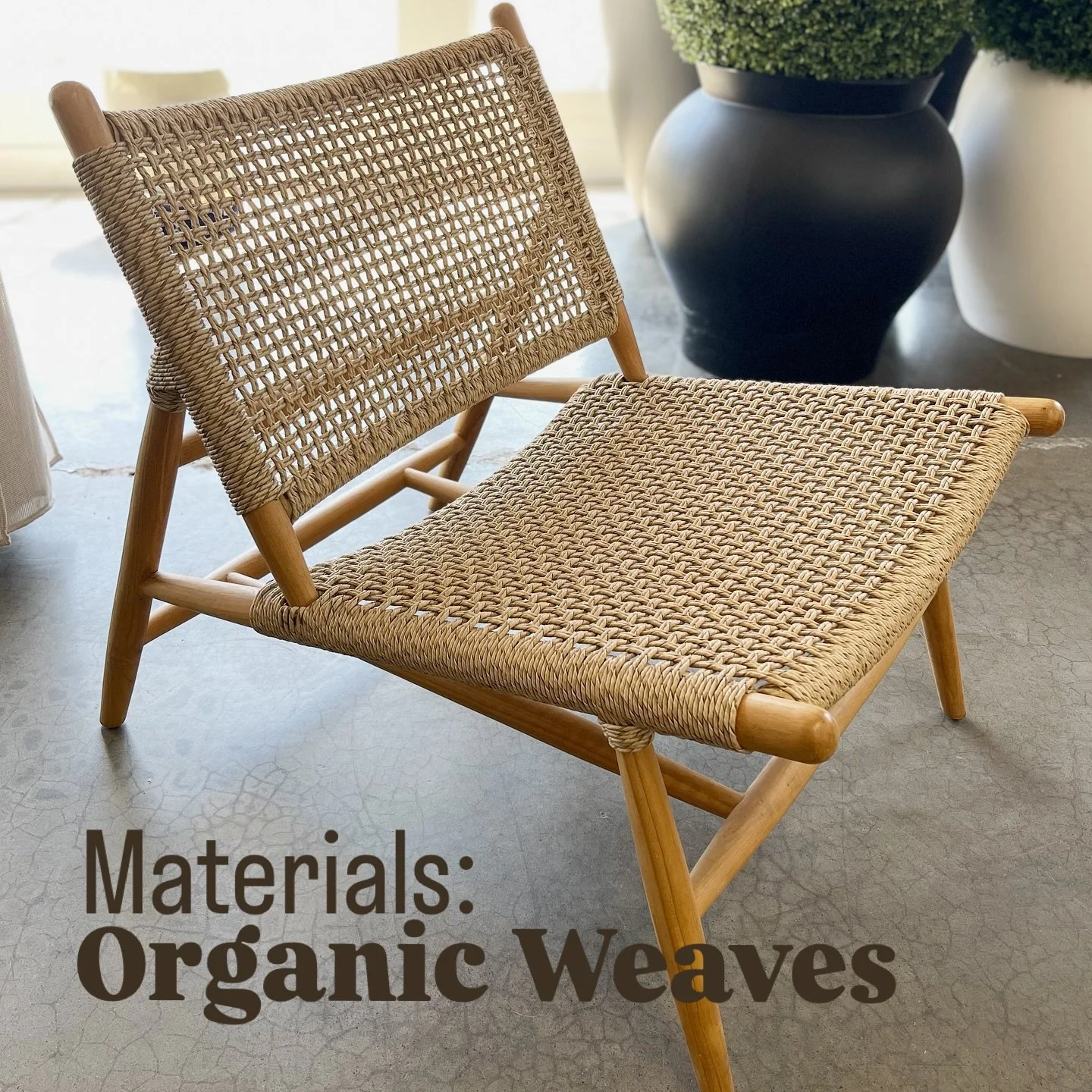 Material spotlight: ORGANIC WEAVES ✨✨

They give textures, warmth and that &lsquo;want to touch&rsquo; feel😮&zwj;💨

Stop by our DRC showrooms in Costa Mesa or San Diego to explore our curated selection of furniture and accessories that blend natura
