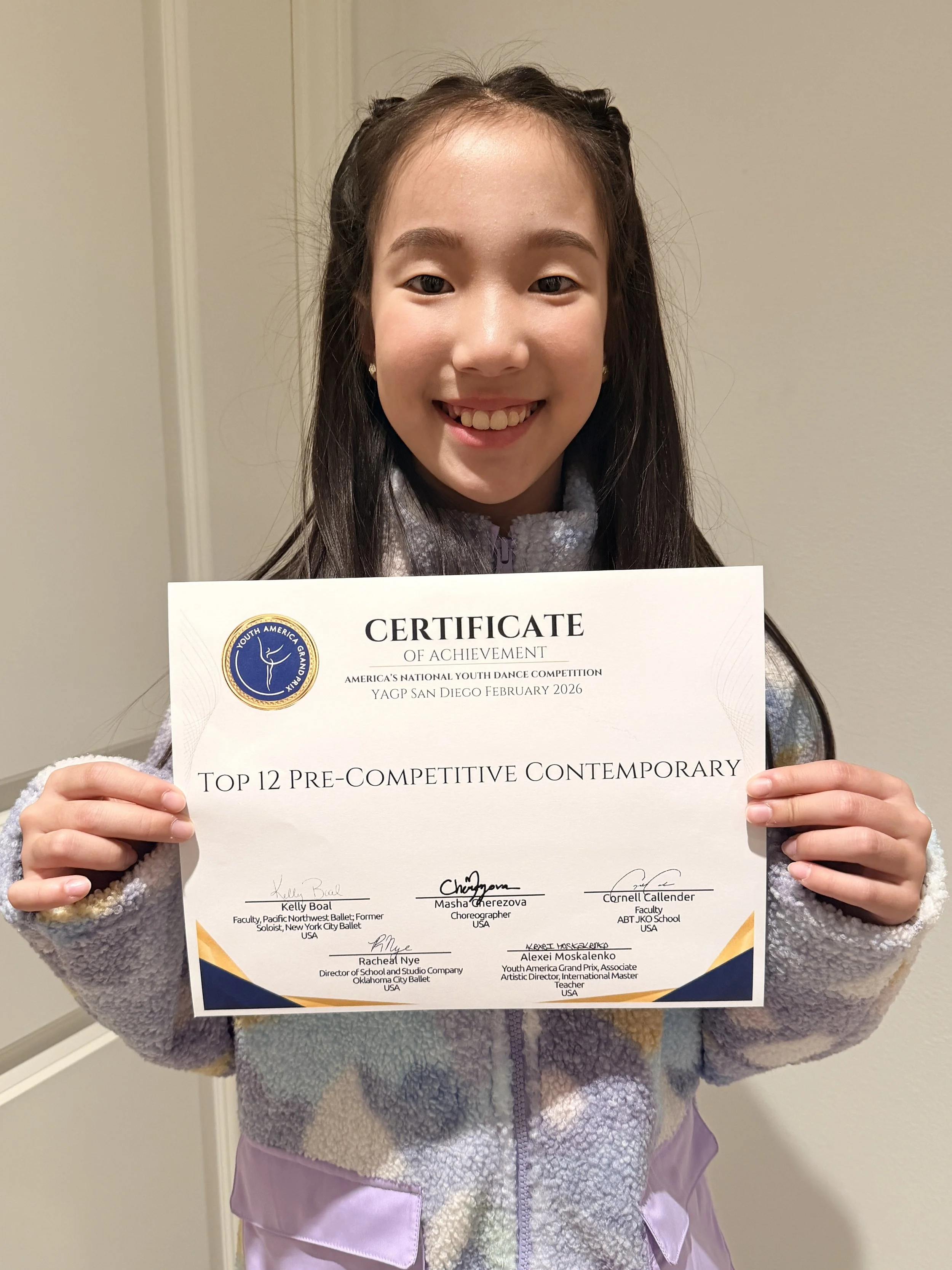 Olivia Song Places Top 12 in Contemporary Solo at YAGP San Diego Semi-Final