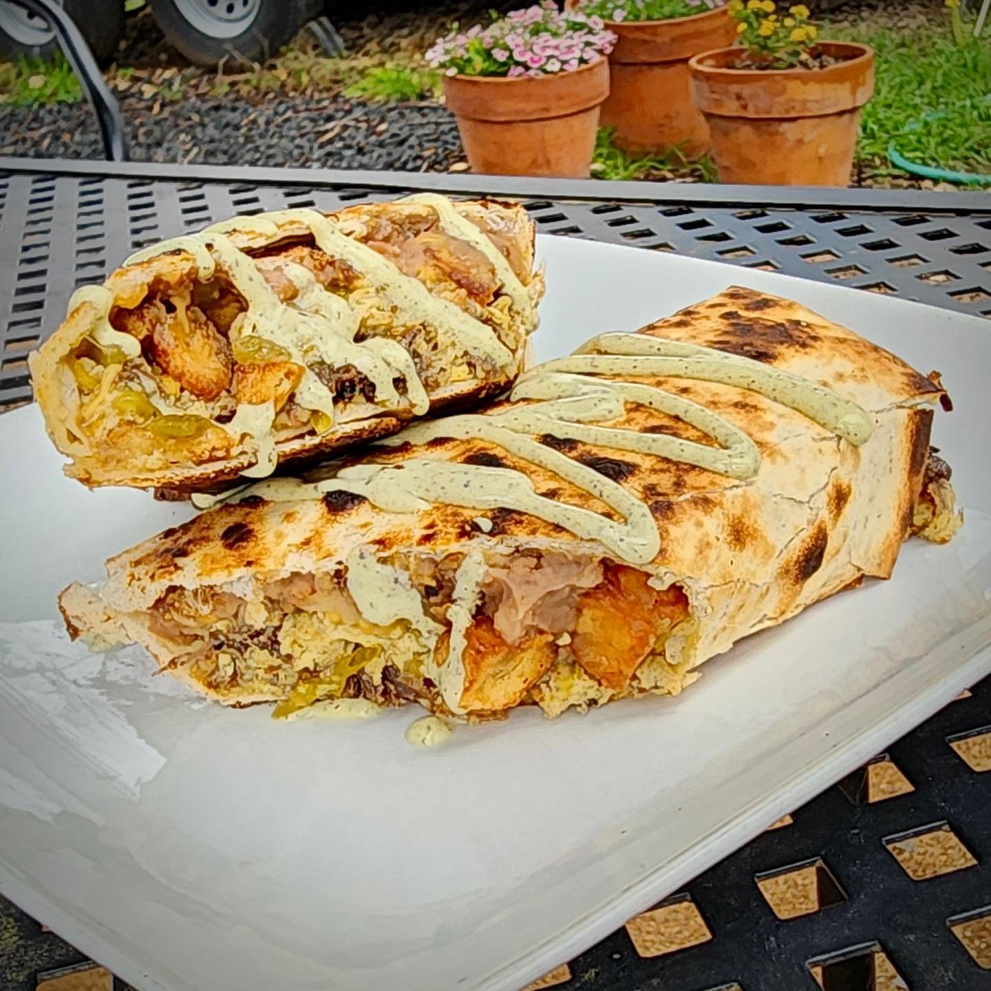🌯Shorty Burrito🌯
We say burrito and chef Alex says short rib, let&rsquo;s call the whole thing Shorty Burrito! Refried beans, hashbrowns, braised short rib, caramelized onions, two scrambled eggs, cheese, along with a green chile crema all wrapped 