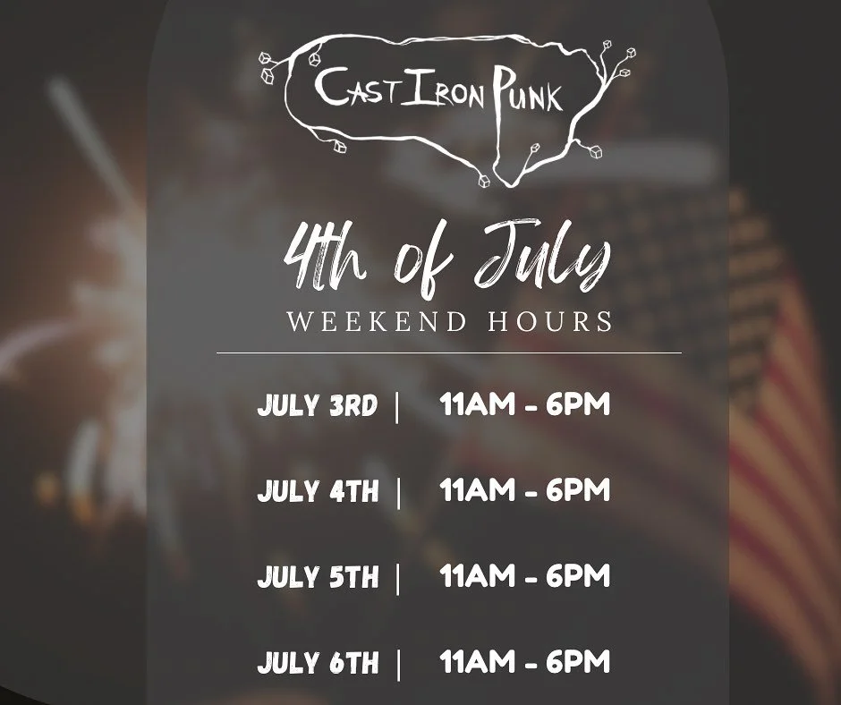 Fourth of July is for spending time with good people and eating good food! Come grab some lunch or dinner with us from 11am - 6pm this Thur, Fri, Sat &amp; Sun. 

Online ordering is available!
https://order.toasttab.com/online/cast-iron-punk

Cast Ir