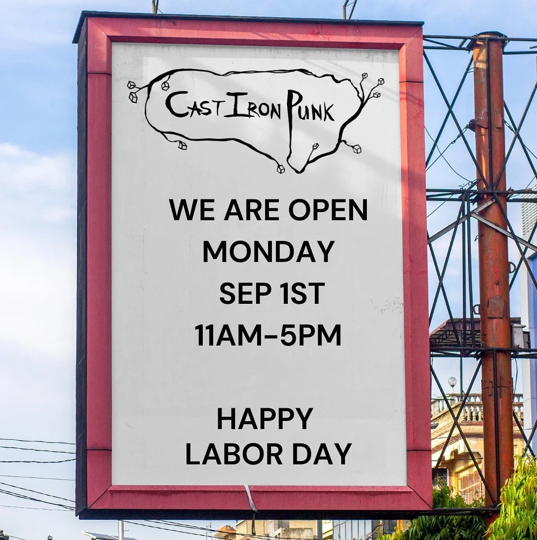 🚨Open for Labor Day🚨
Heads up everyone, we are open Monday, Sept 1st for Labor Day! Come take in the views, enjoy delicious food, and see us tomorrow from 11am-5pm 🎉

Online ordering is available!
https://order.toasttab.com/online/cast-iron-punk


