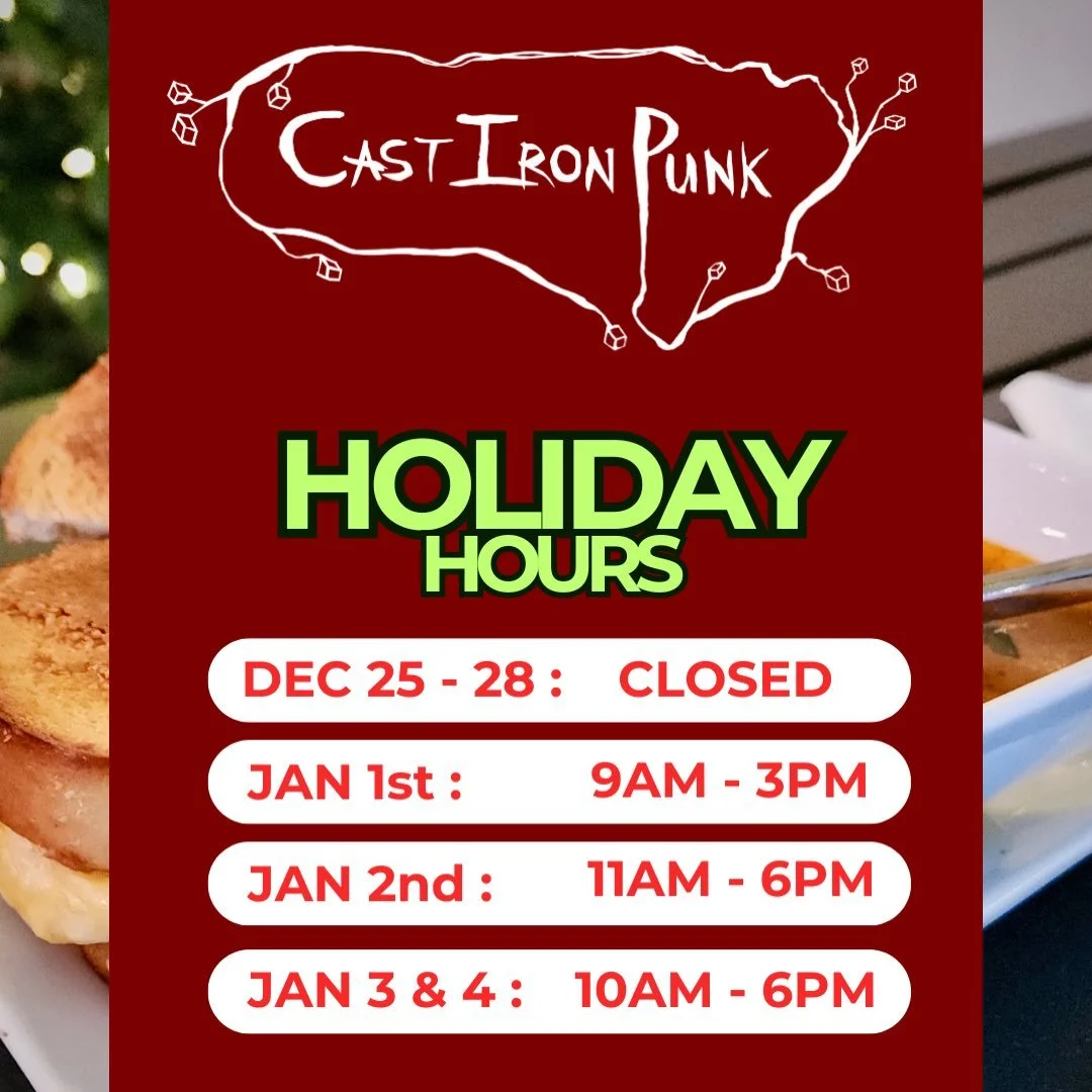 🎄Holiday Hours🎄
Here&rsquo;s a look at our holiday hours! We will be closed the week of Christmas, but we will be open with special brunch hours, 9AM - 3PM, on New Year&rsquo;s Day🥳🎉We are open our regular hours this week Dec 18th - 21st. See you