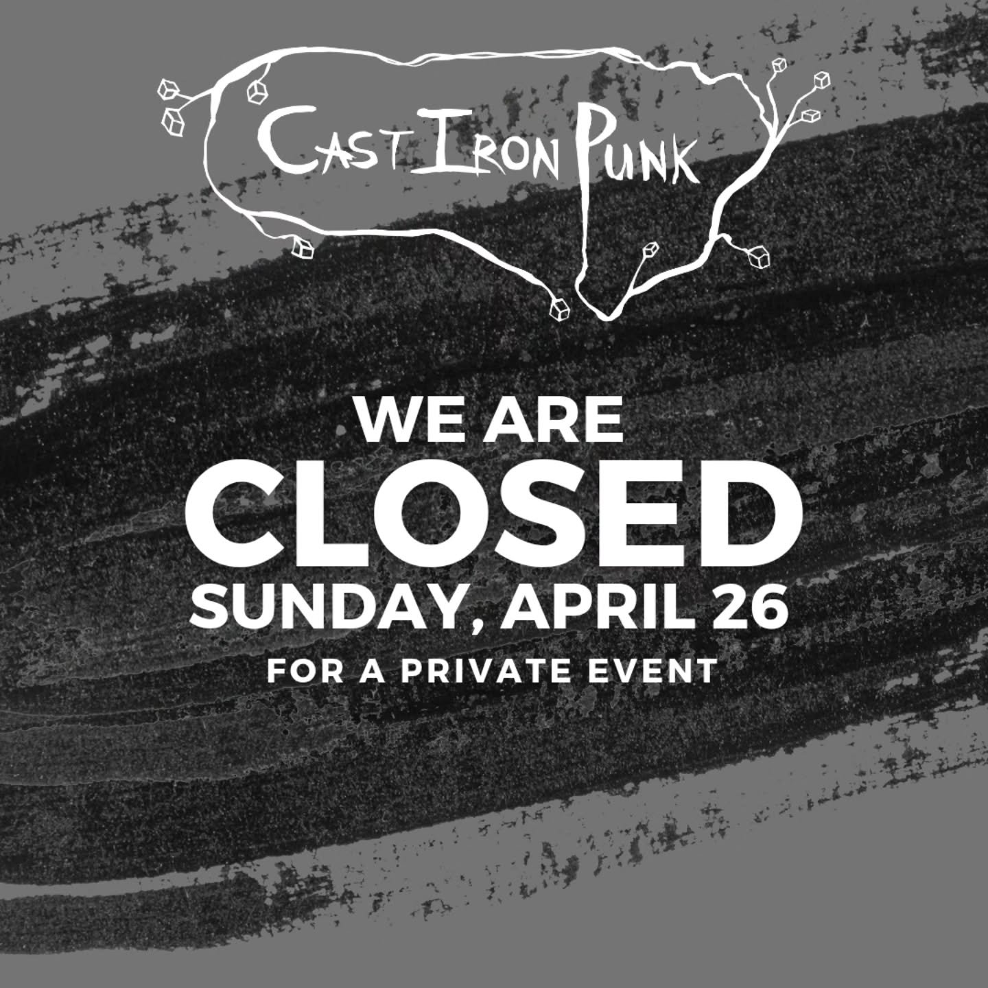 🚨Closed Sunday🚨
Hey everyone, we will be closed this Sunday, April 26th for a private event. We will see you next week during our regular hours, thank you!