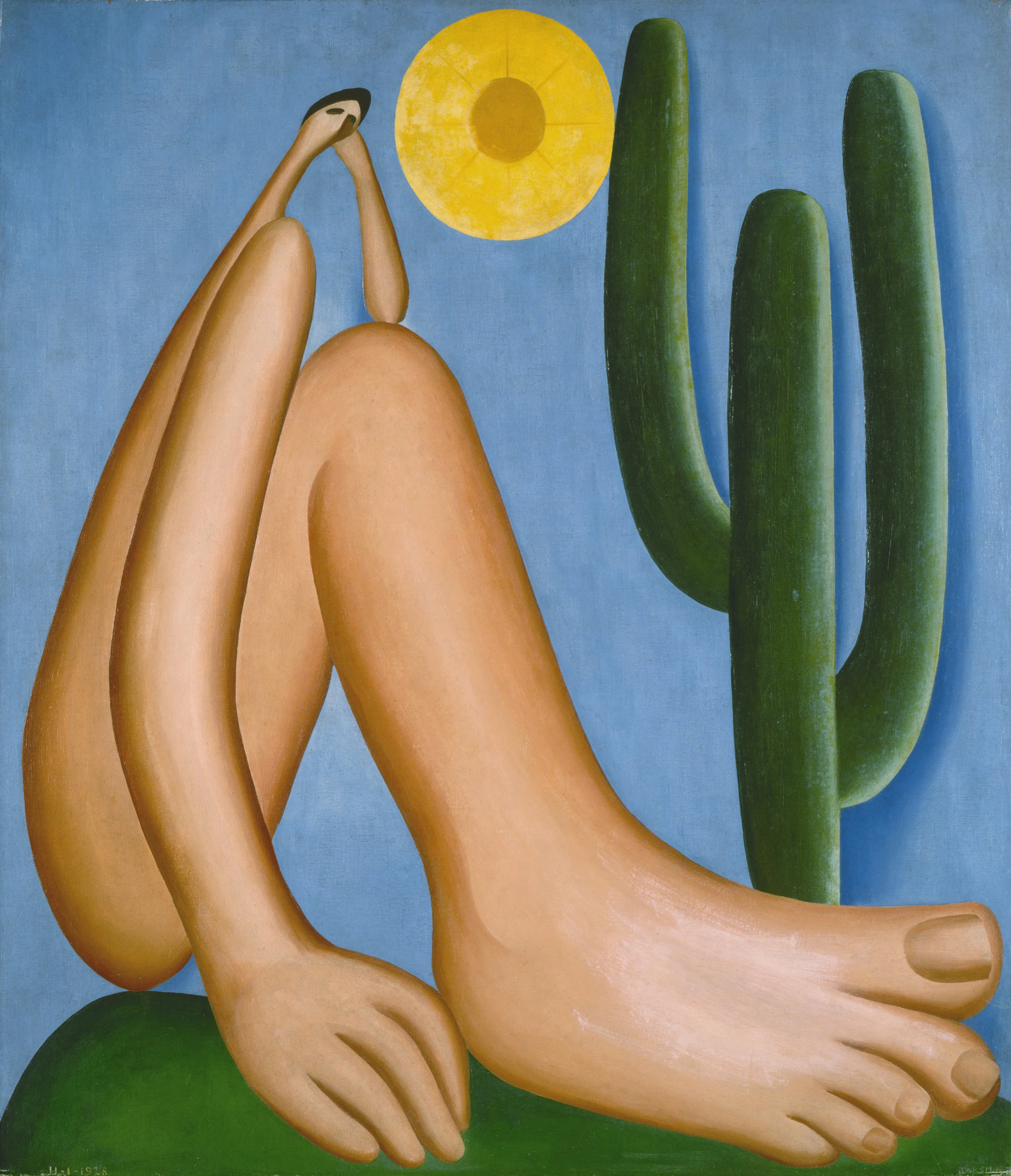 Tarsila do Amaral. Abaporu, 1928. Oil on canvas. 33 7/16 x 28 3/4 in. (85 x 73 cm). Collection MALBA, Museo de Arte Latinoamericano de Buenos Aires. © Tarsila do Amaral Licenciamentos.