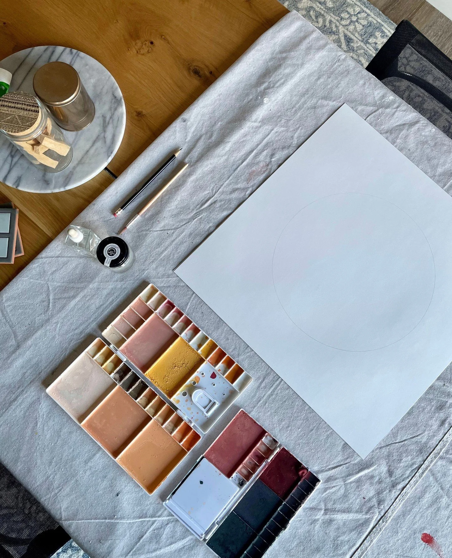 back in one of my first little studios&mdash;i loved this place. thankful for all of the memories i've made along the way. 🤍 making these little dot paintings is truly one of the great joys of my life.