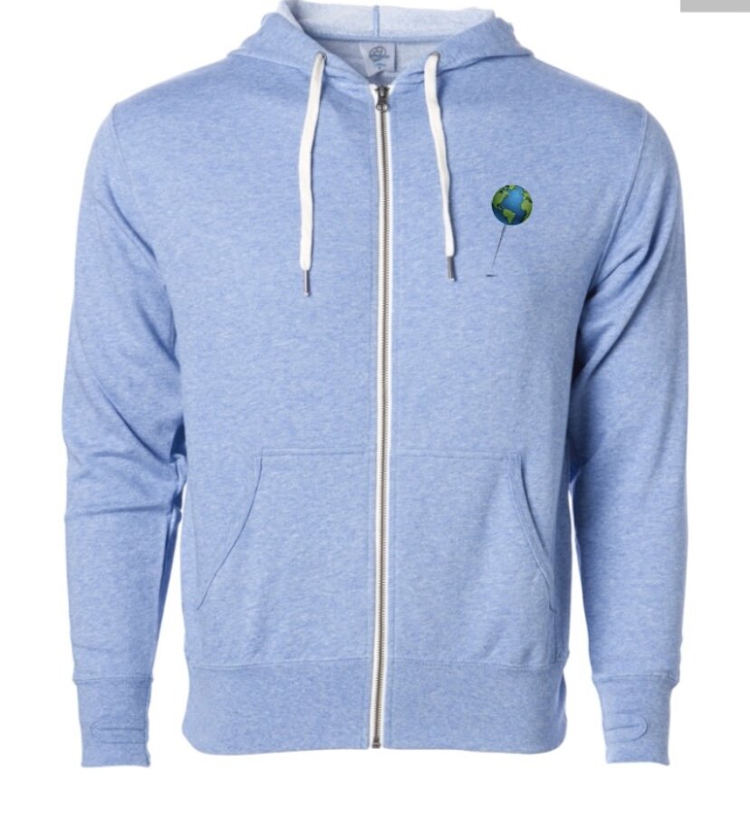 7.5oz zip up hoodie with thumb holes**