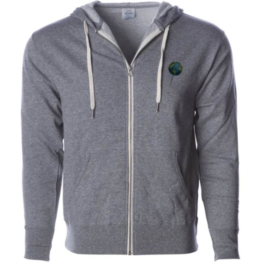 7.5oz zip up hoodie with thumb holes** salt/pepper