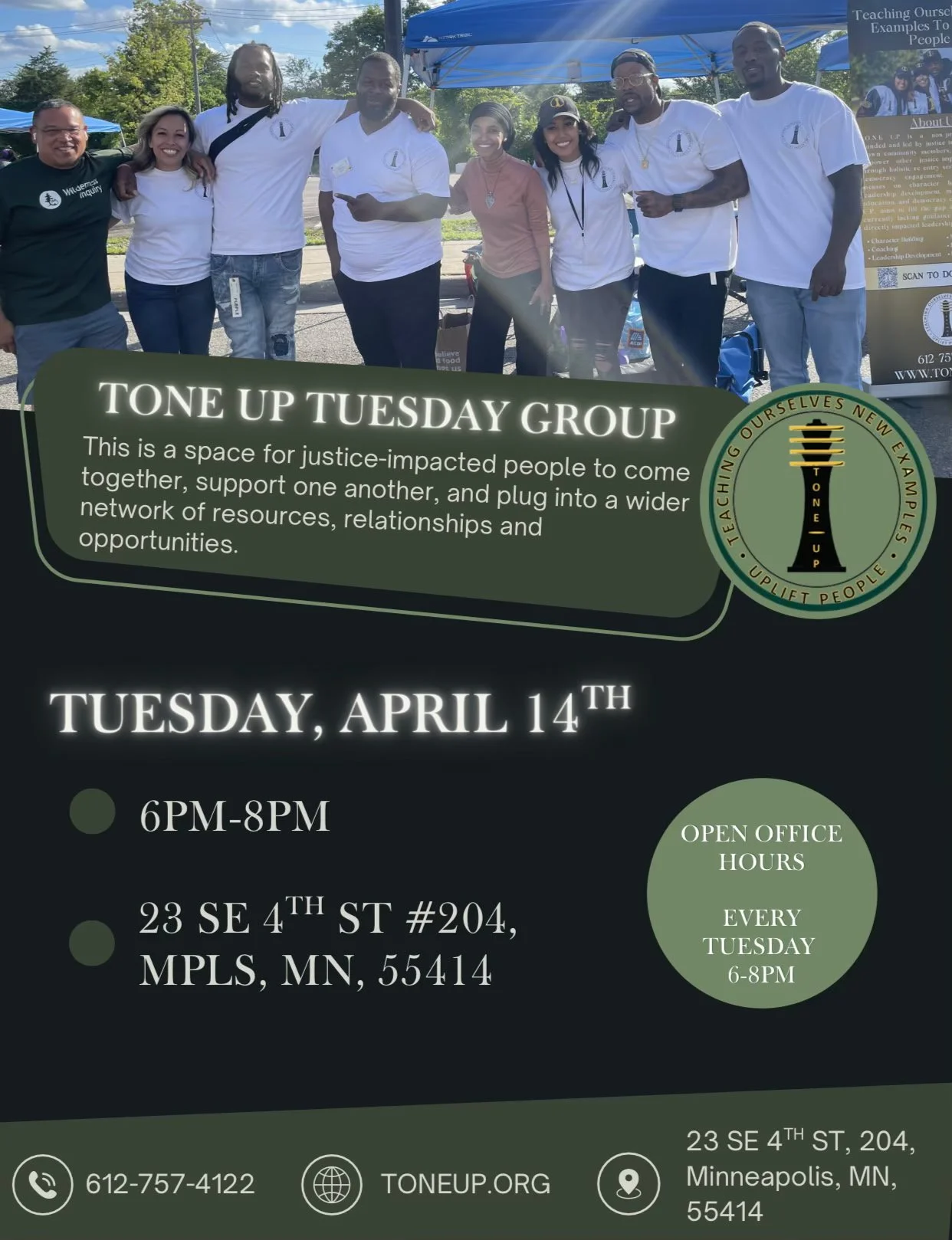 TONE UP Tuesday April 2026 flyer