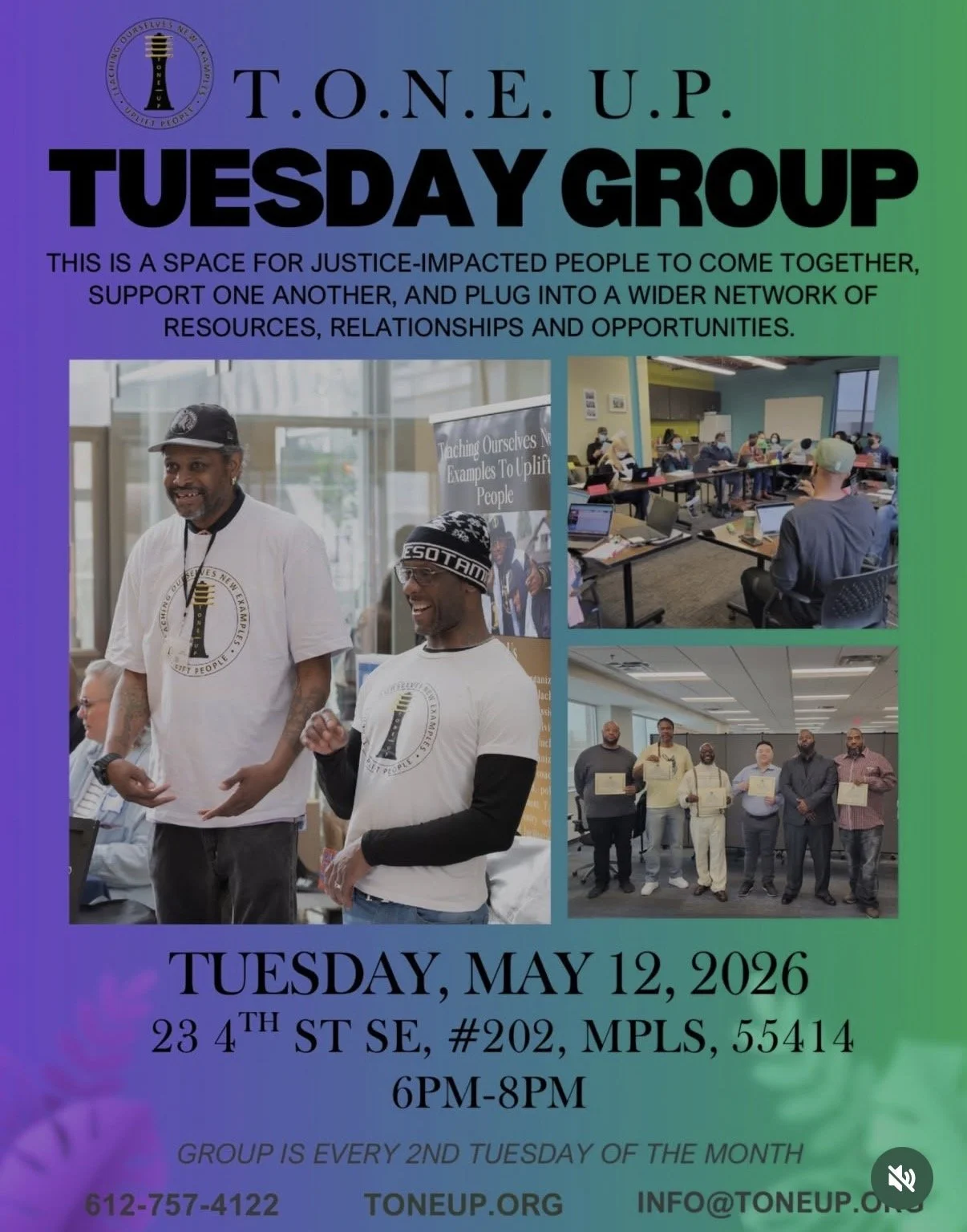 May tone up Tuesday group flyer