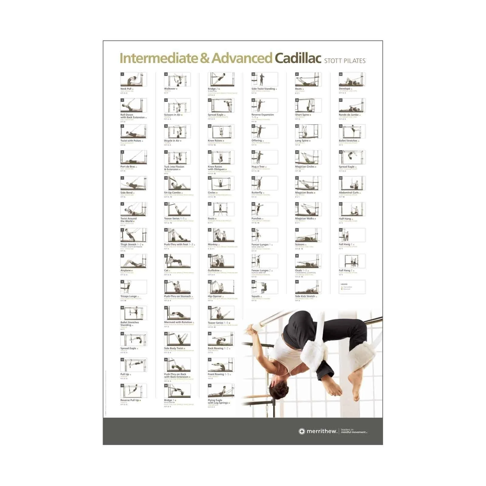 STOTT PILATES®  Intermediate/Advanced Cadillac Wall Chart