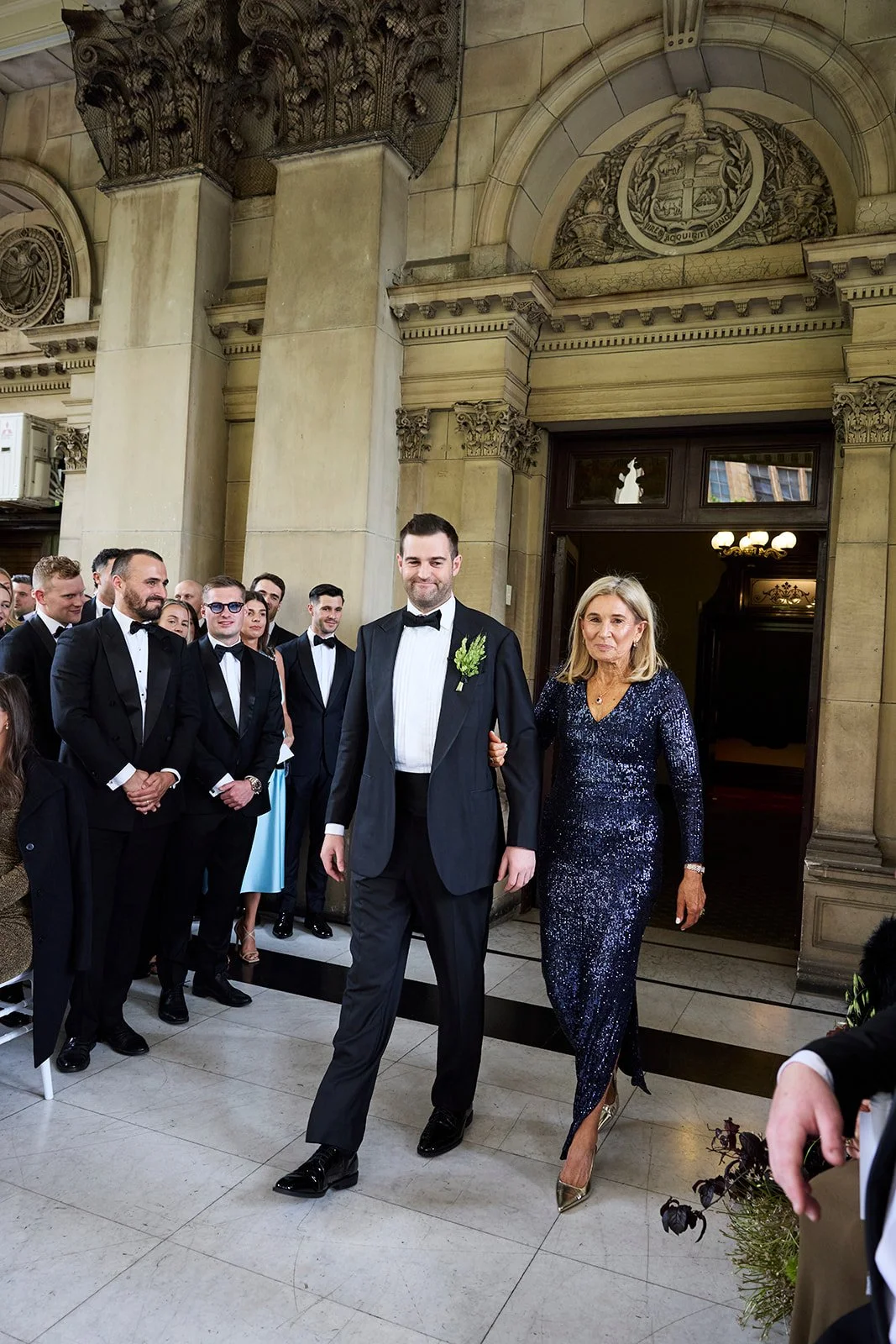 Henry waiting for Chelsea during their Melbourne Town Hall wedding ceremony.