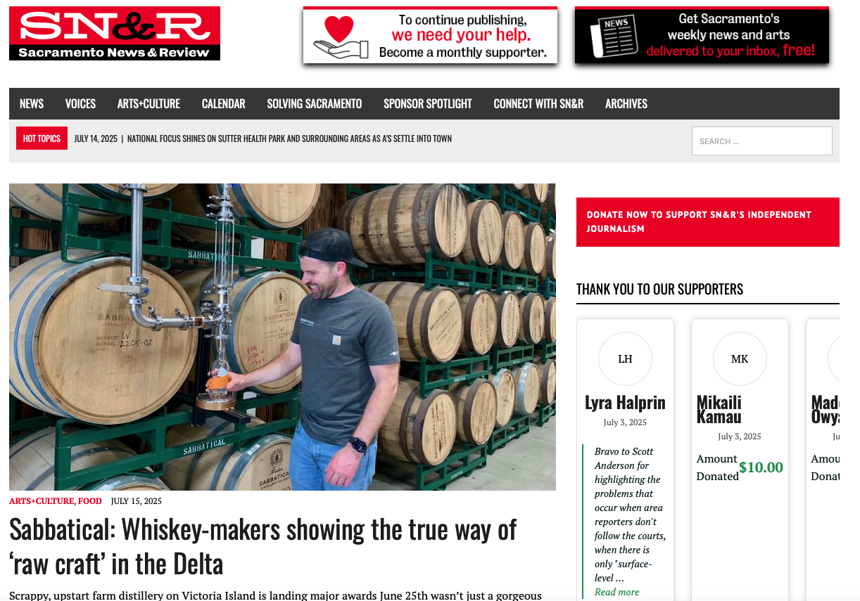 Press Spotlight: “Sabbatical: Whiskey-makers showing the true way of ‘raw craft’ in the Delta”