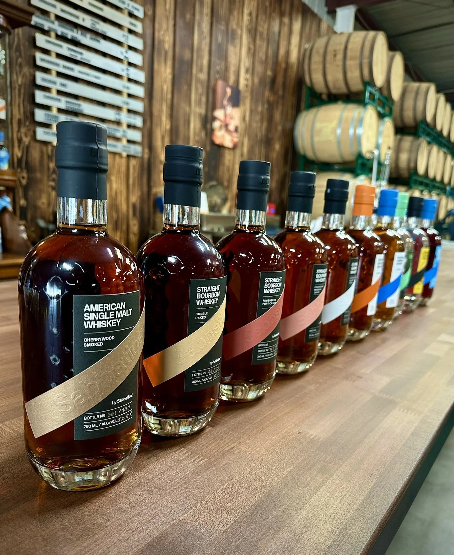 Sabbatical limited release whiskeys at the distillery bottle shop and tasting room