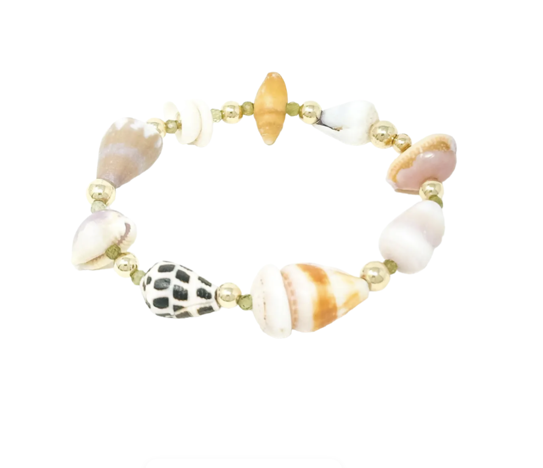 reen garnet and shell bracelet with 14K gold fill or sterling silver accents (Copy) (Copy)