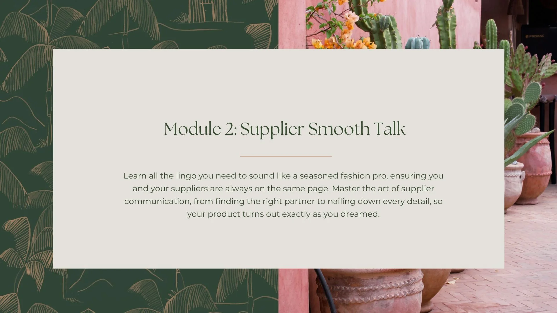 Module 2: Supplier Smooth Talk