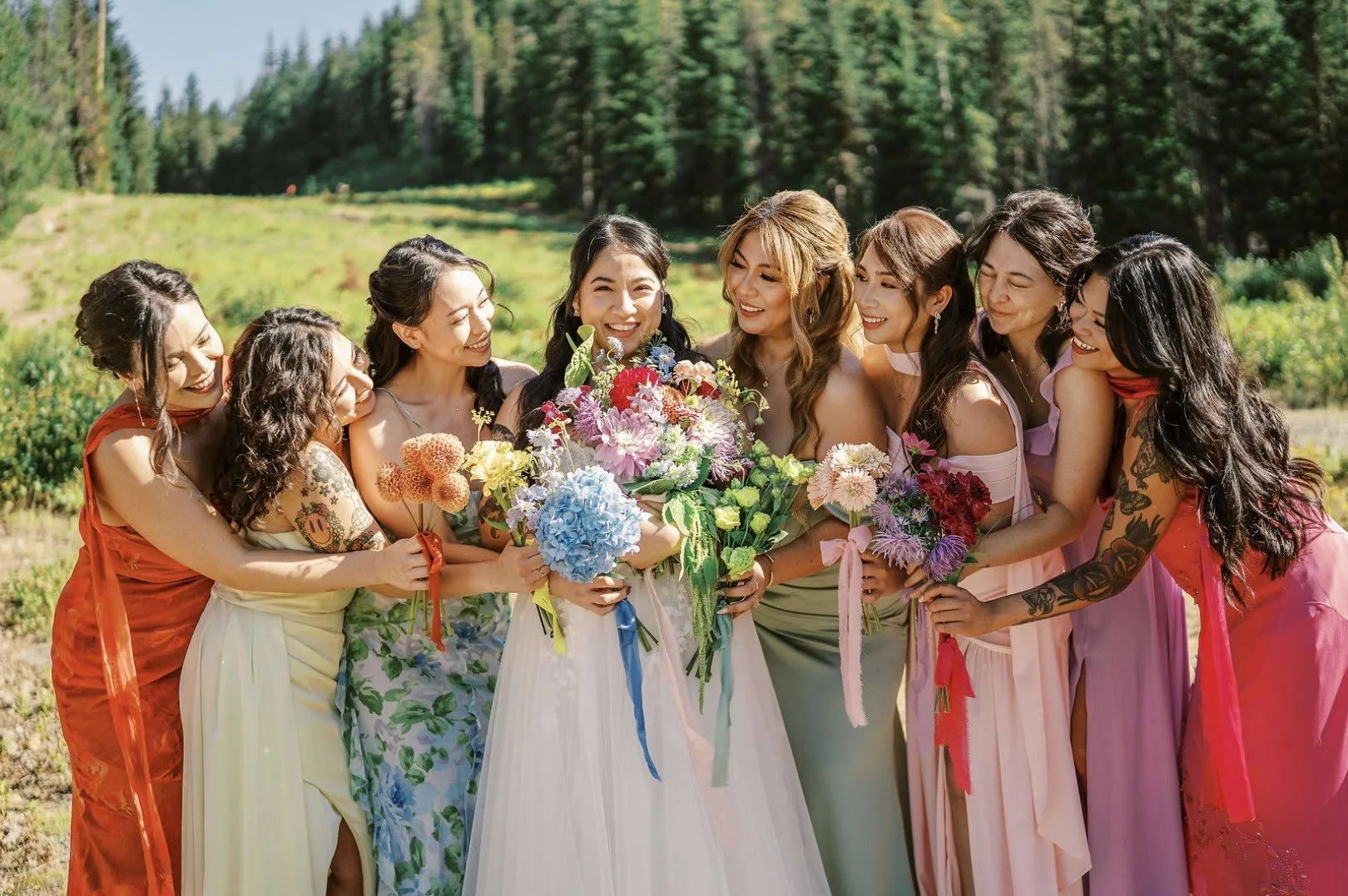 | Florals by The Petal Dispatch | Photography by Kris Ou Photo | www.krisouphoto.com | Pictured: Lush Bridal Bouquet, Bridesmaid Posies |