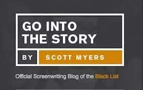 Graphic promoting Scott Myers' blog 'Go Into the Story,' associated with the Black List.