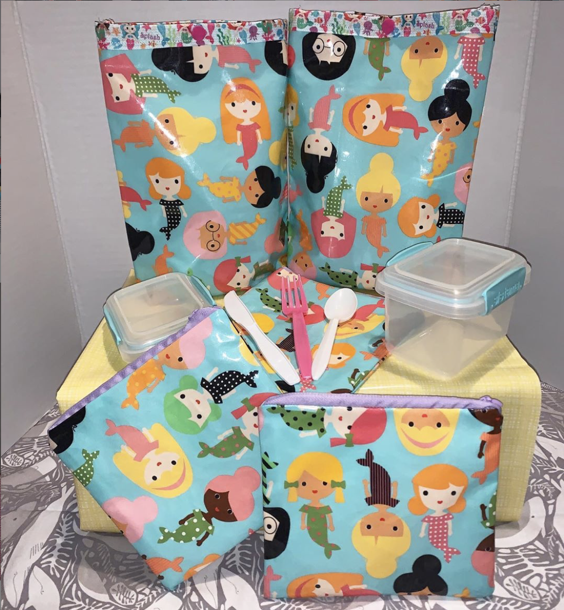 Mermaid Lunch Bag $15.00/Sandwich or Snack Pouches $8.00 