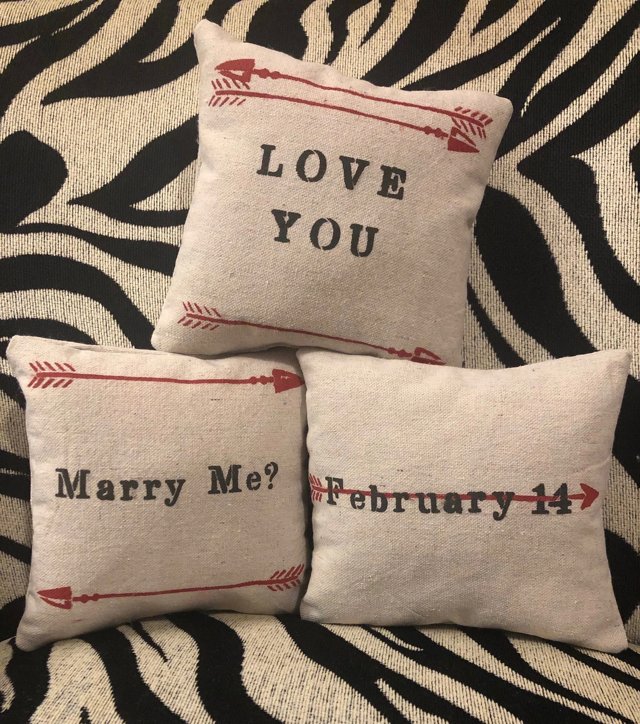 Valentine's Day Message Pillows $8.00  Sale 2 for $8.00