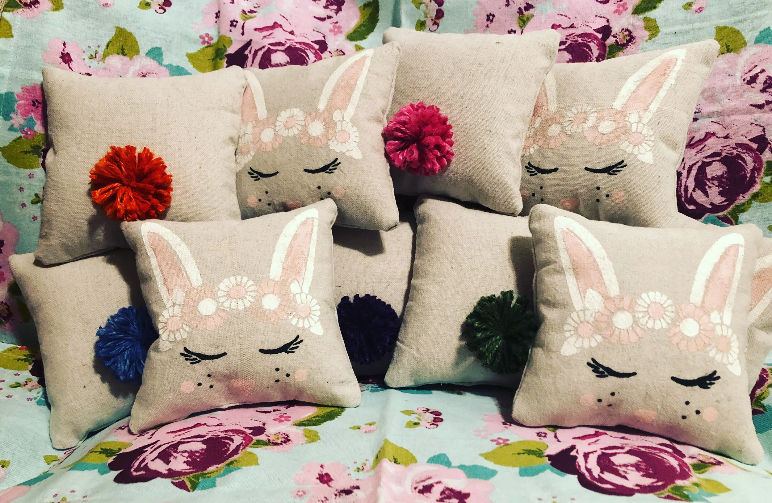 Flower Crown Bunny Decoration Pillow $8.00  