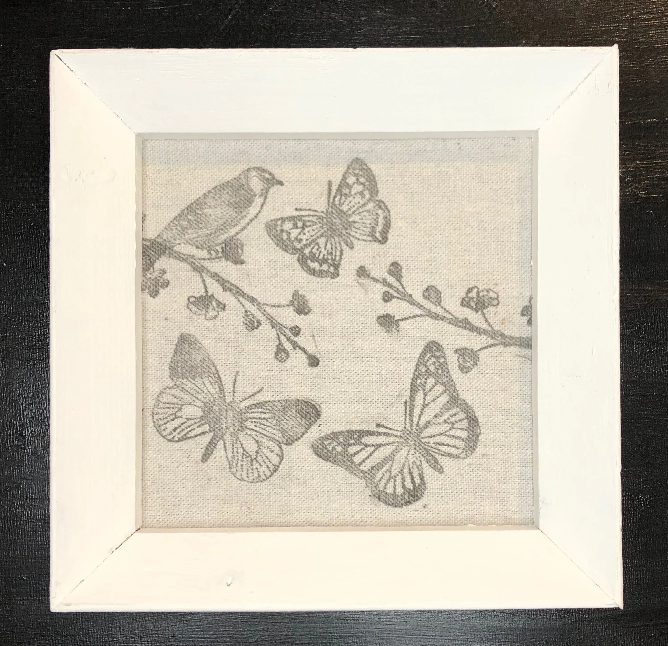 Butterflies &amp; Bird Canvas on Wooden Frame $8.00