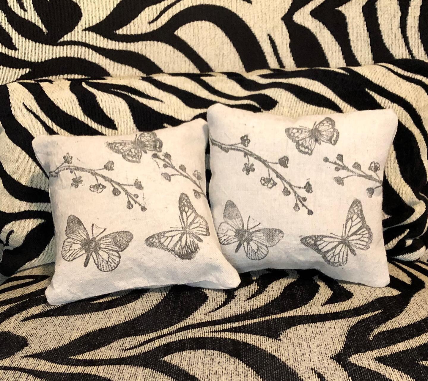 Butterflies Decoration Pillows. Stamped using ReDesign by Prima. Available on our website averysnest.com.