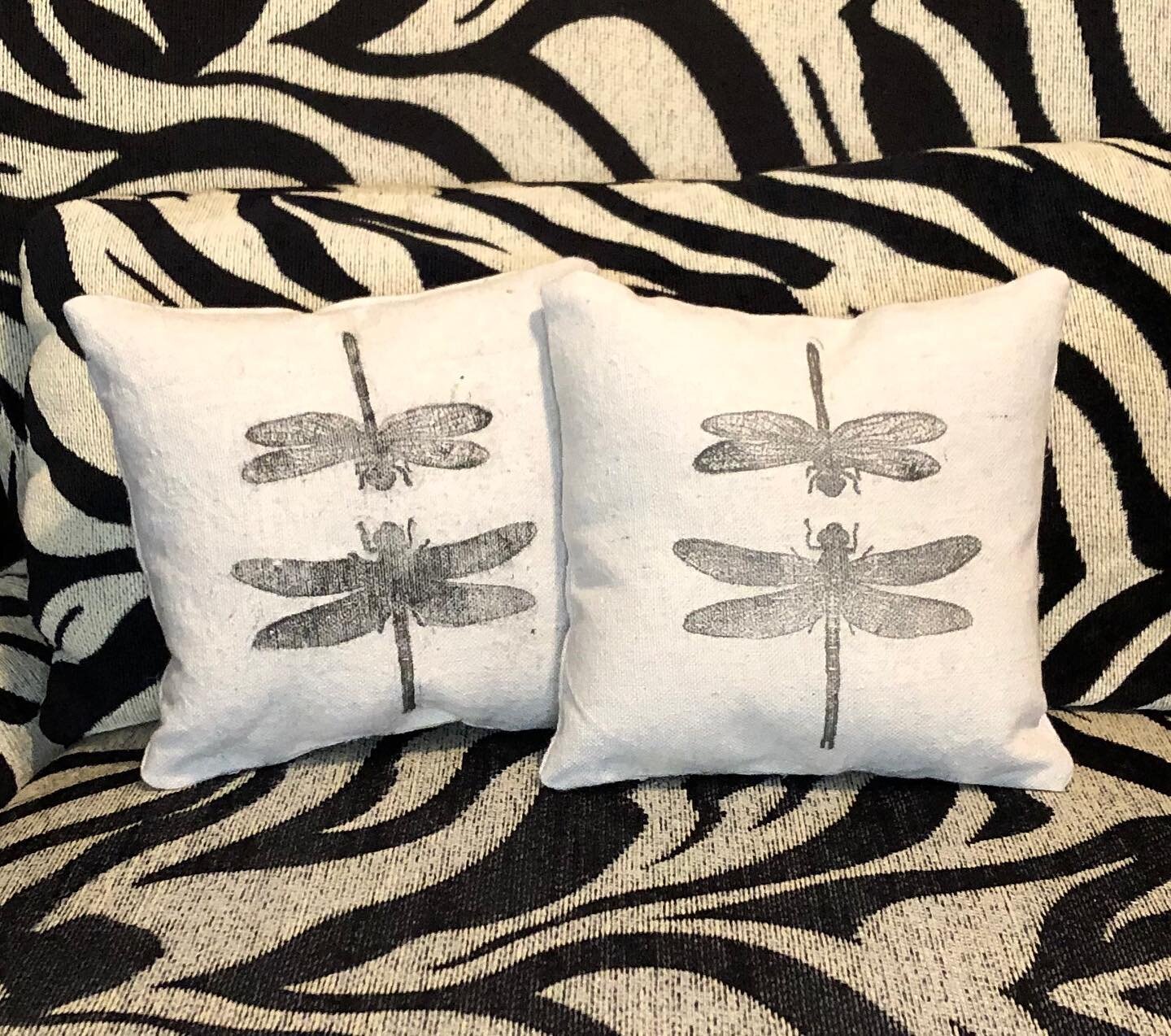 Dragonflies Decoration Pillows. Stamped using ReDesign by Prima. Available on our website averysnest.com.