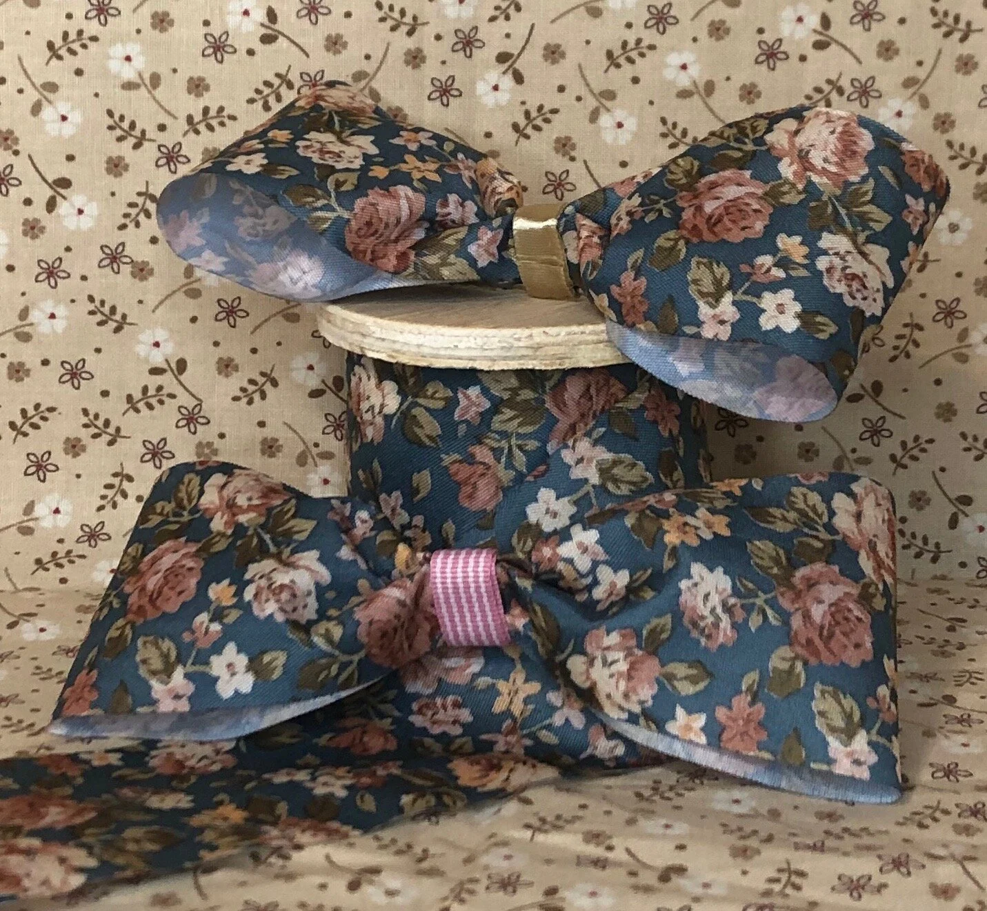 Cadet Blue Floral Hair Bow $4.00