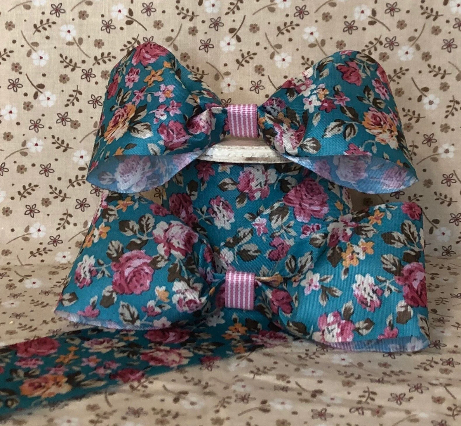 Turquoise Floral Hair Bow $4.00