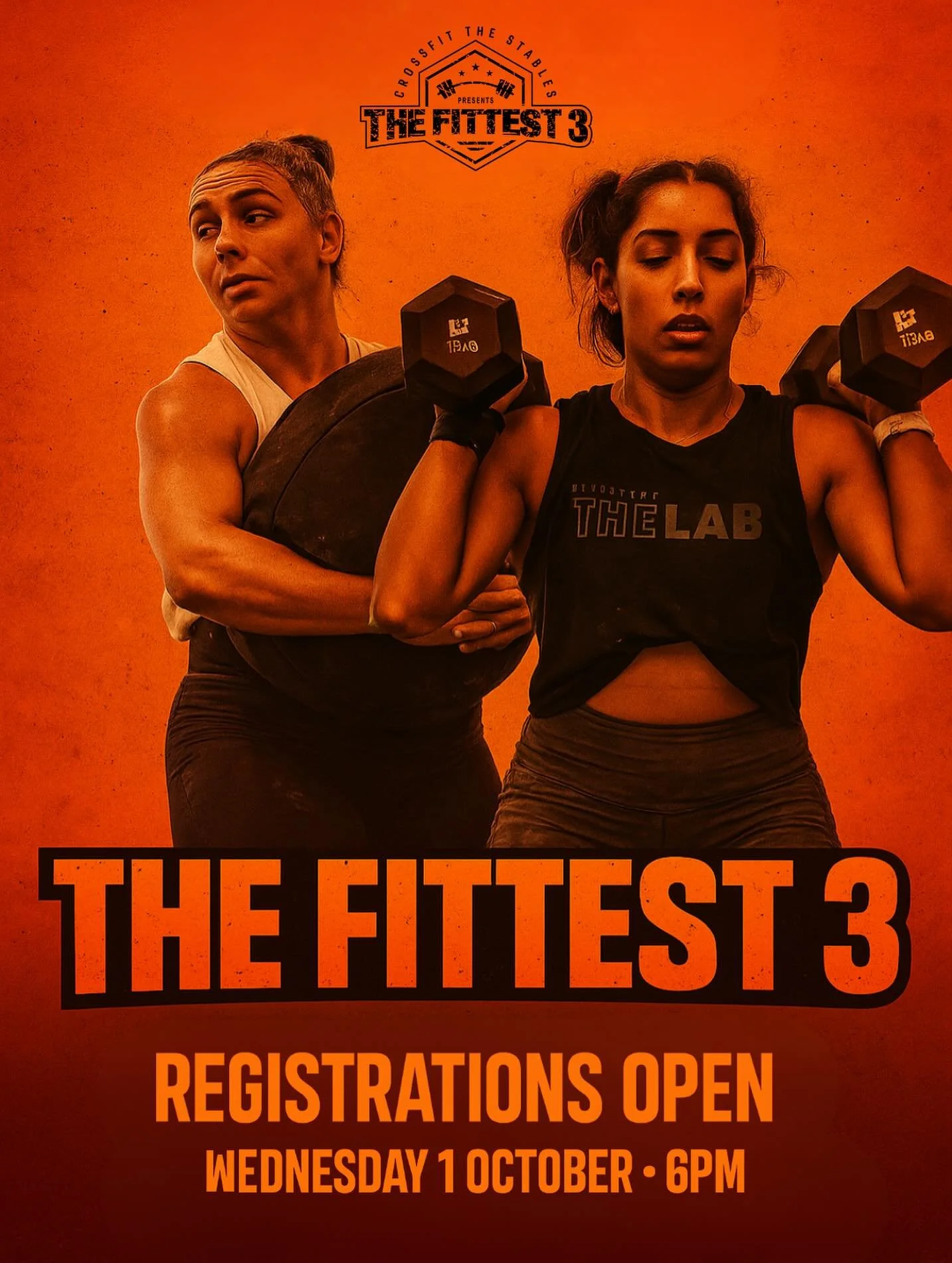 REGOS GO LIVE NEXT WEEK!

⚡️Wednesday 1 October 6pm⚡️

Rally your troops and be ready by 6pm to secure your spot for The Fittest 3 2025 ✌🏼
