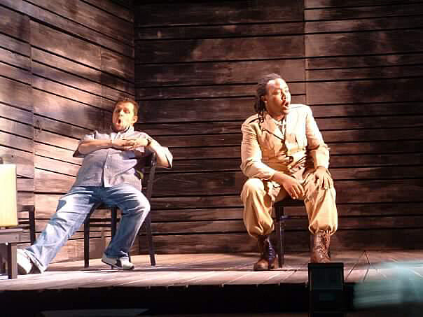  As Remendado in Mid Wales Opera’s Carmen, with baritone Njabulo Madlala. 