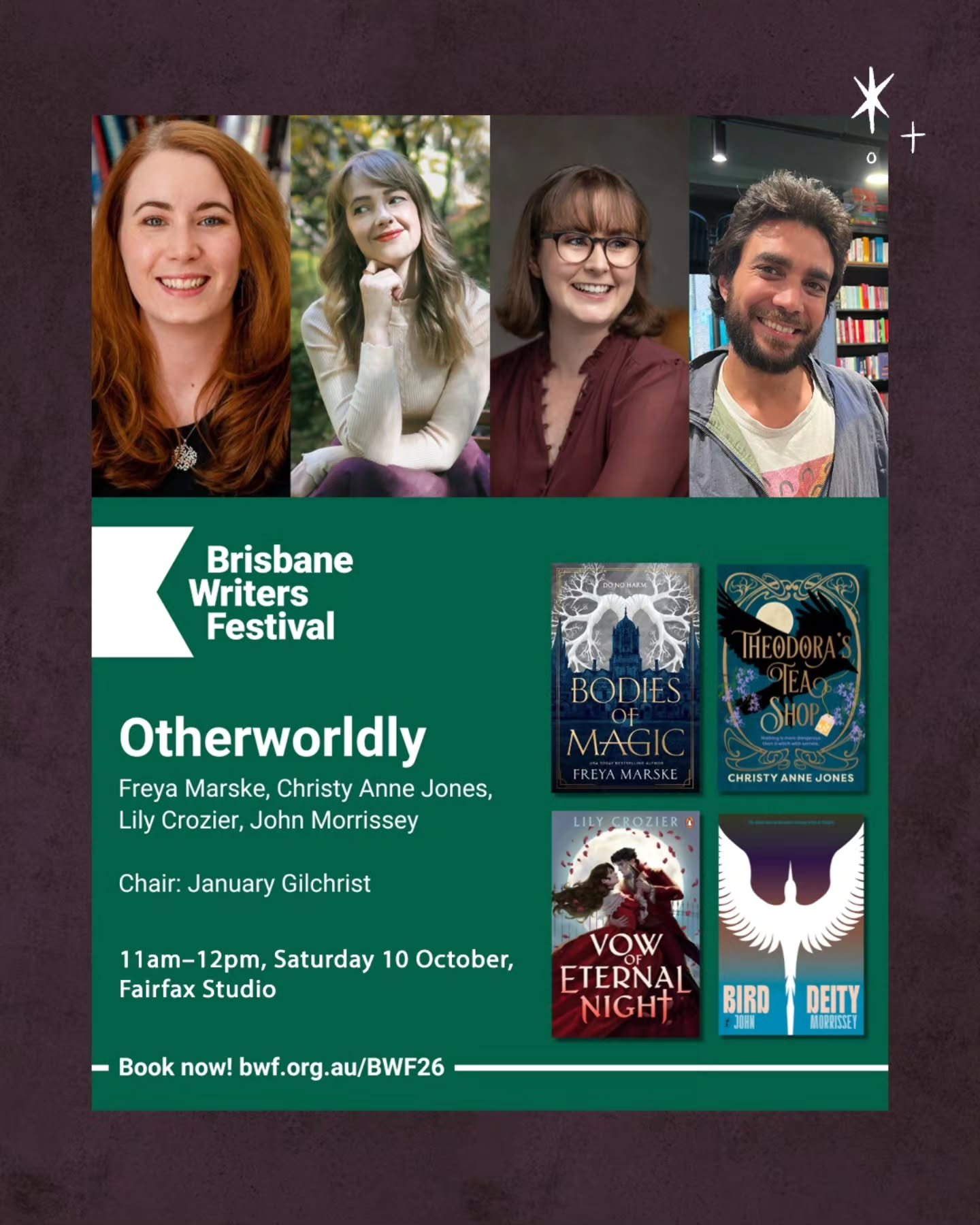 I'm so excited to announce I''ll be at Brisbane Writers Festival this October!! I could not be more thrilled to be there! 

Head to the @briswritersfest website to book tickets ✨🫖🐦&zwj;⬛